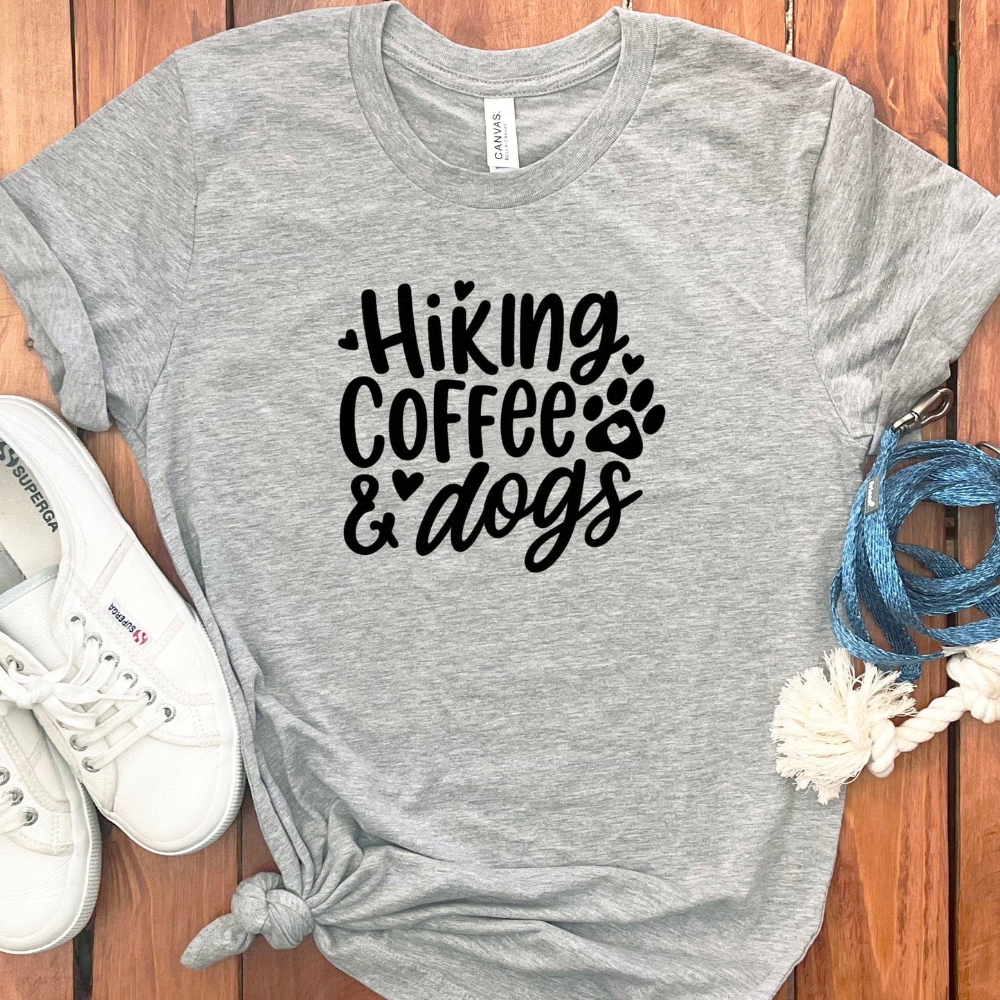 Hiking Coffee Dogs Casual Graphic Tee product