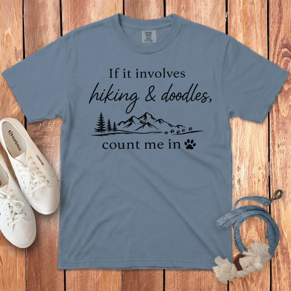 Hiking Doodles Signature T-Shirt in Blue Jean / M by Puppy Jo