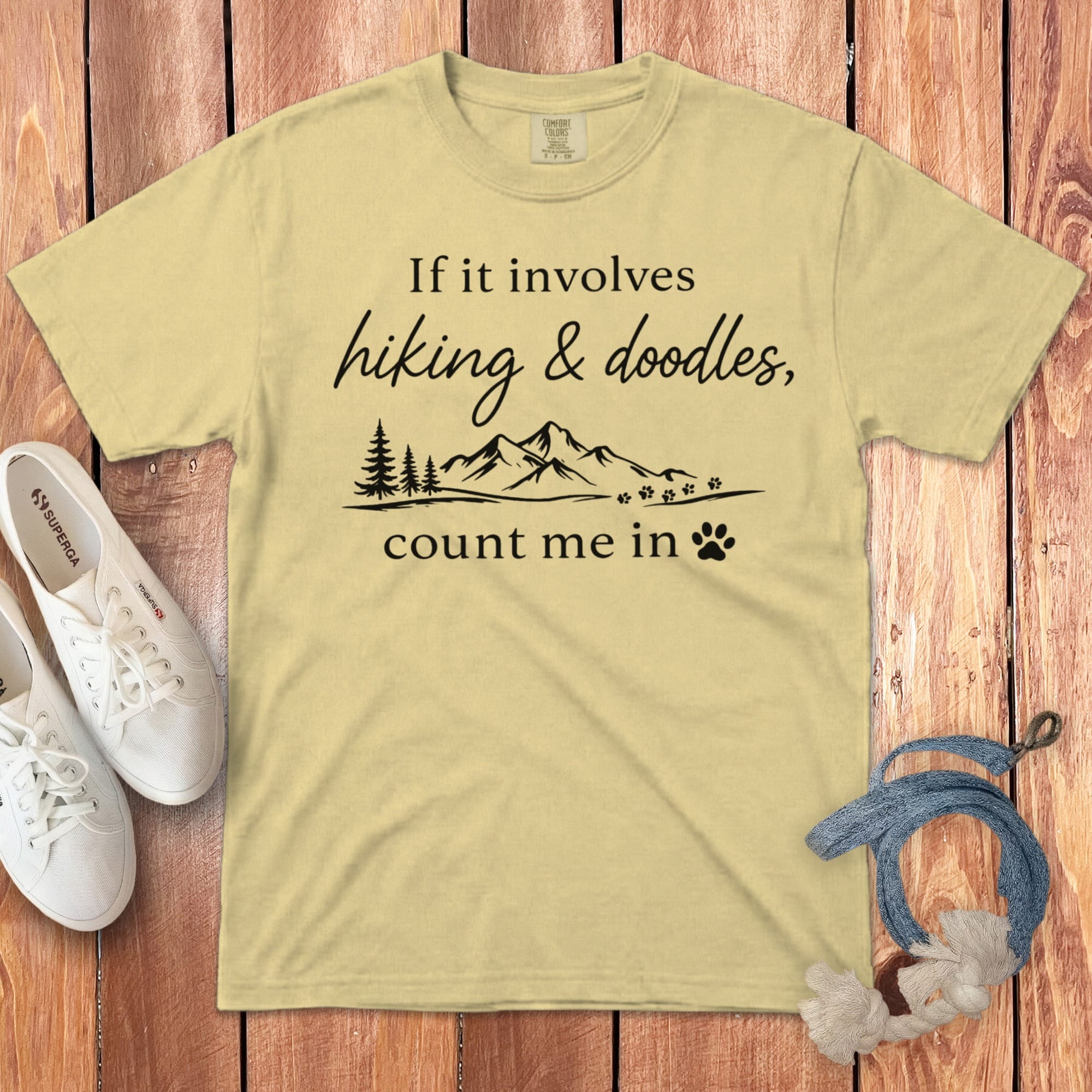 Hiking Doodles Signature T-Shirt in Butter / M by Puppy Jo