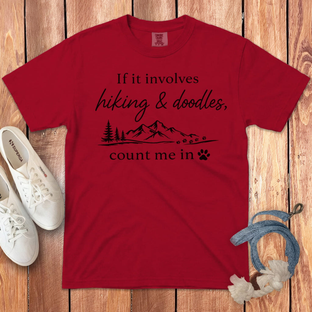 Hiking Doodles Signature T-Shirt in Red / M by Puppy Jo