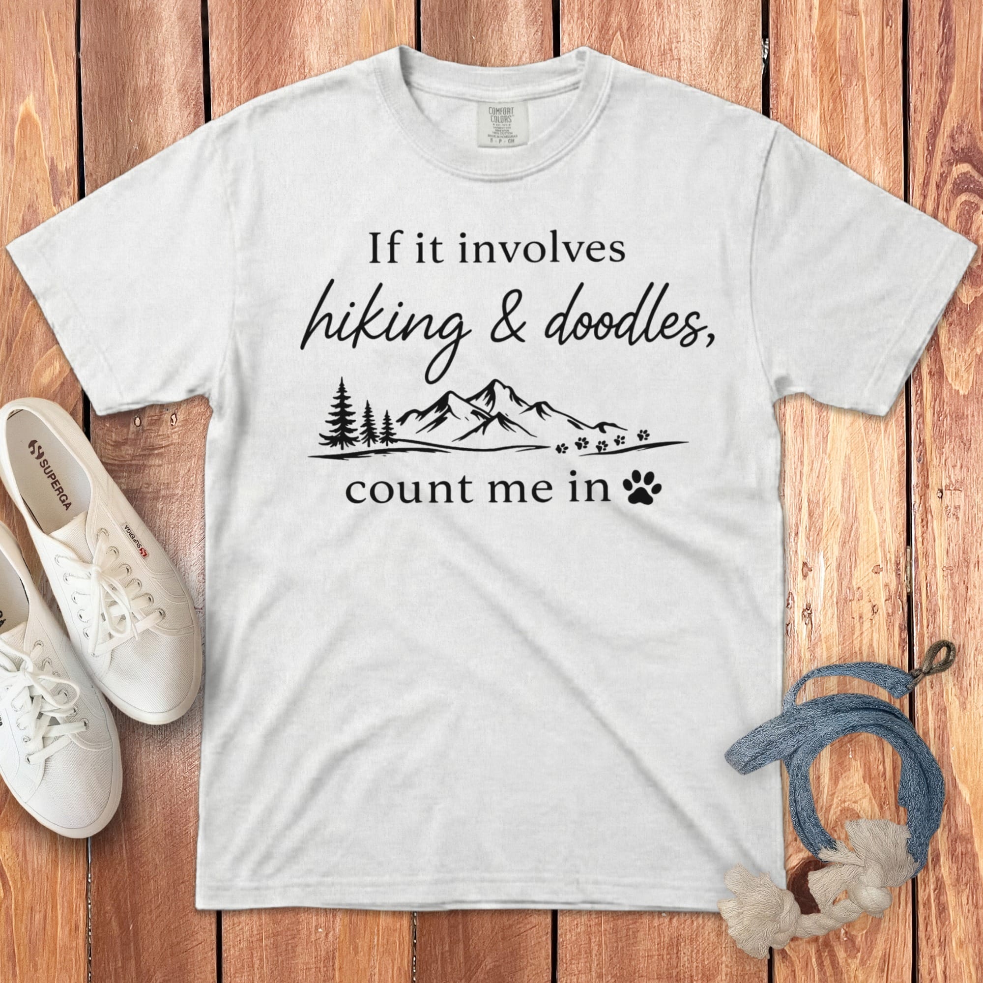 Hiking Doodles Signature T-Shirt in White / M by Puppy Jo