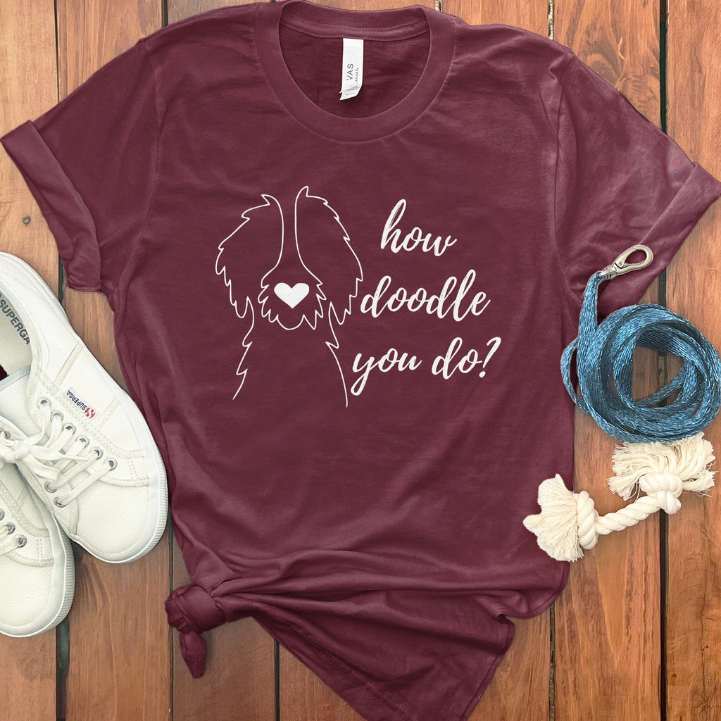 How Doodle You Do T-Shirt in Maroon / S by Puppy Jo