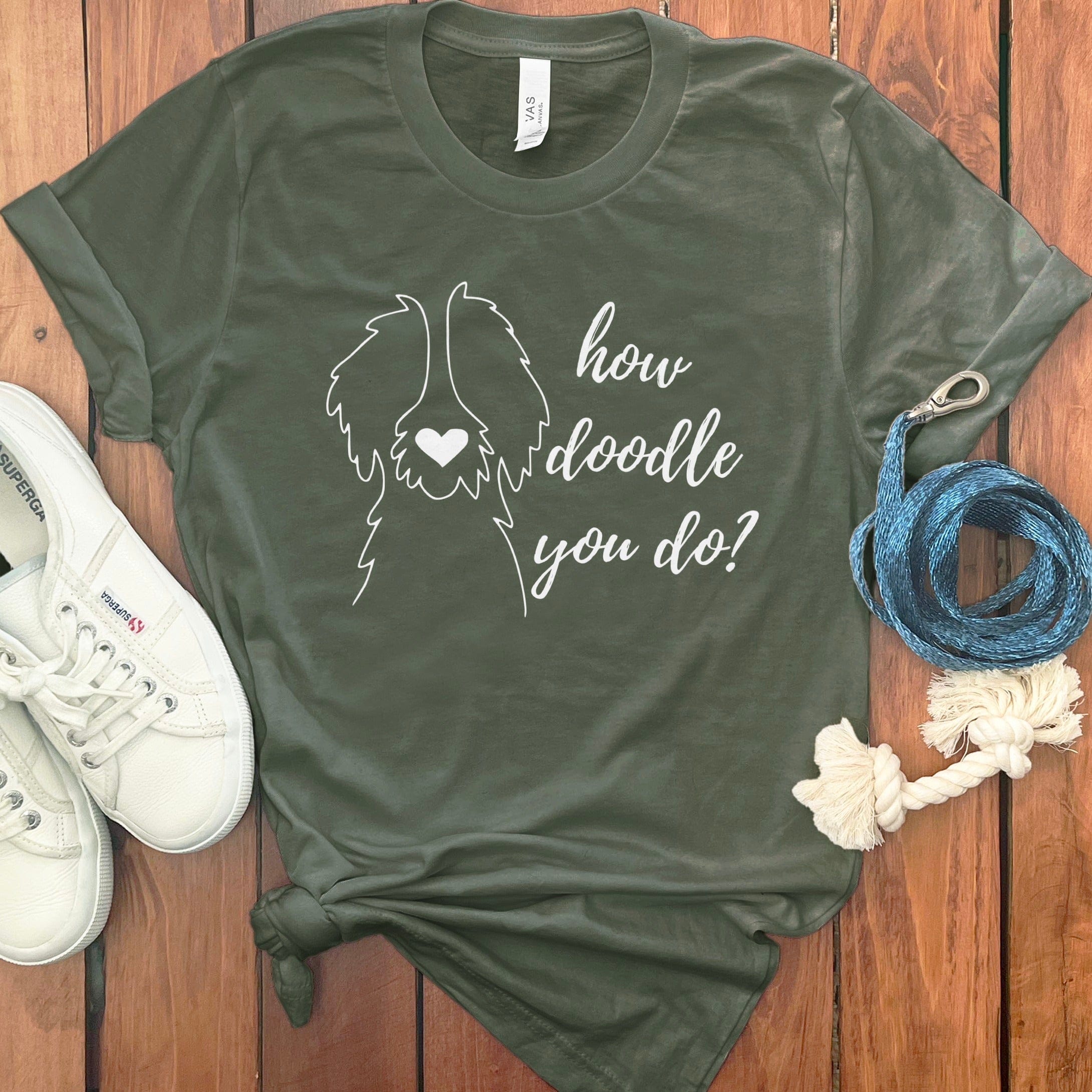 How Doodle You Do T-Shirt in Military Green / S by Puppy Jo