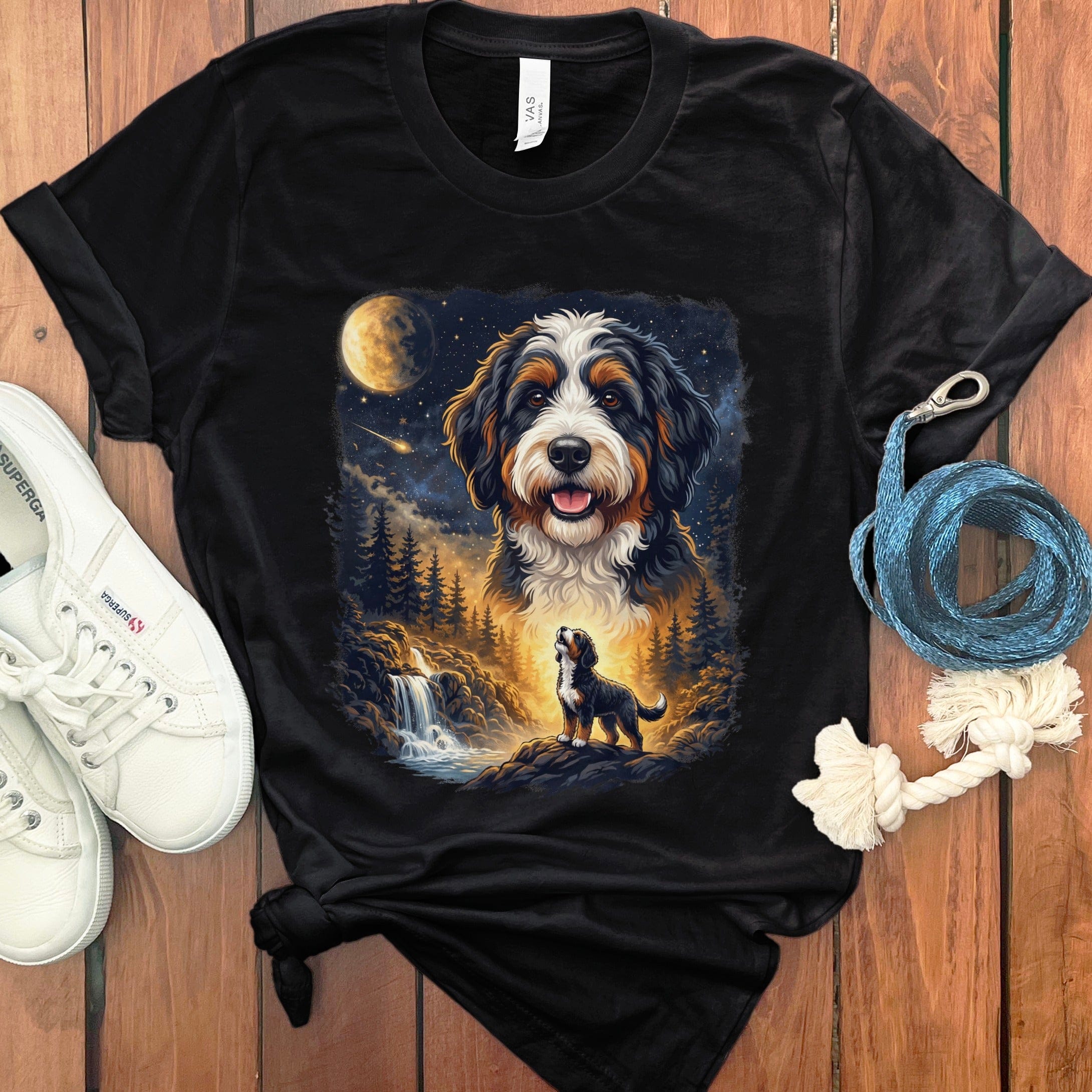 Howling Bernedoodle T-Shirt in Black / M by Puppy Jo