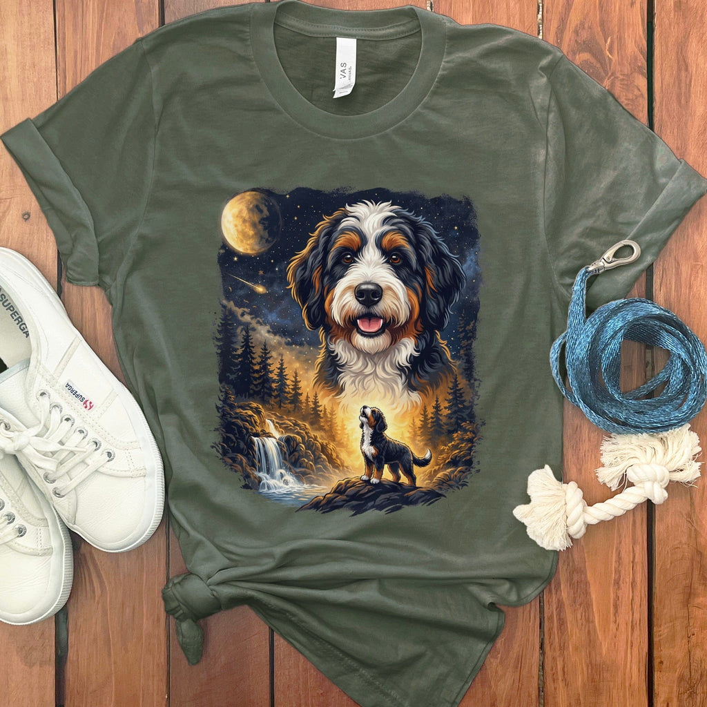 Howling Bernedoodle T-Shirt in Military Green / M by Puppy Jo