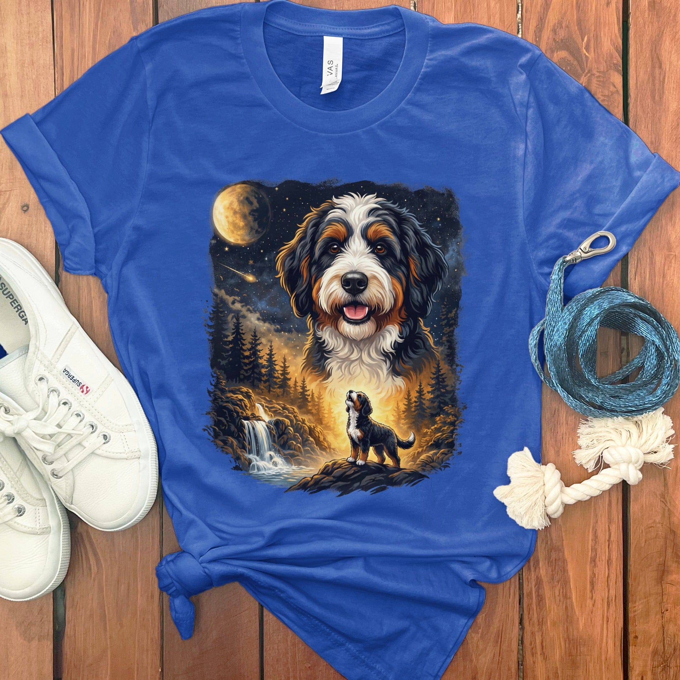 Howling Bernedoodle T-Shirt in True Royal / M by Puppy Jo