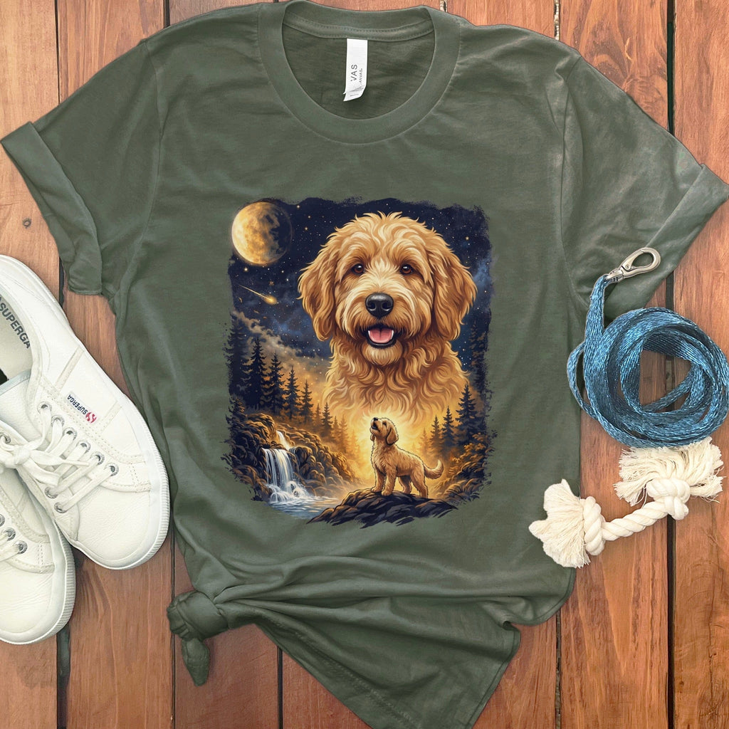 Howling Goldendoodle T-Shirt in Military Green / M by Puppy Jo