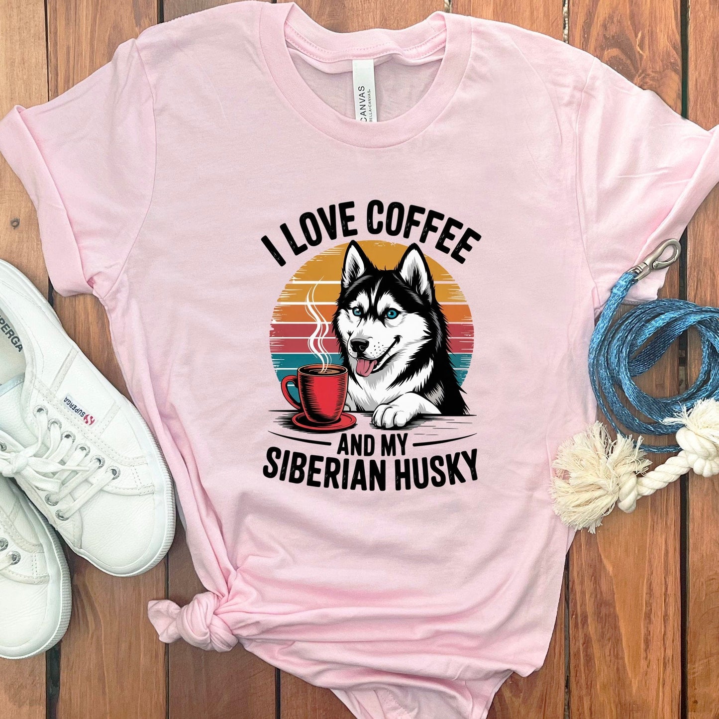 I Love Coffee and My Siberian Husky Graphic Tee product