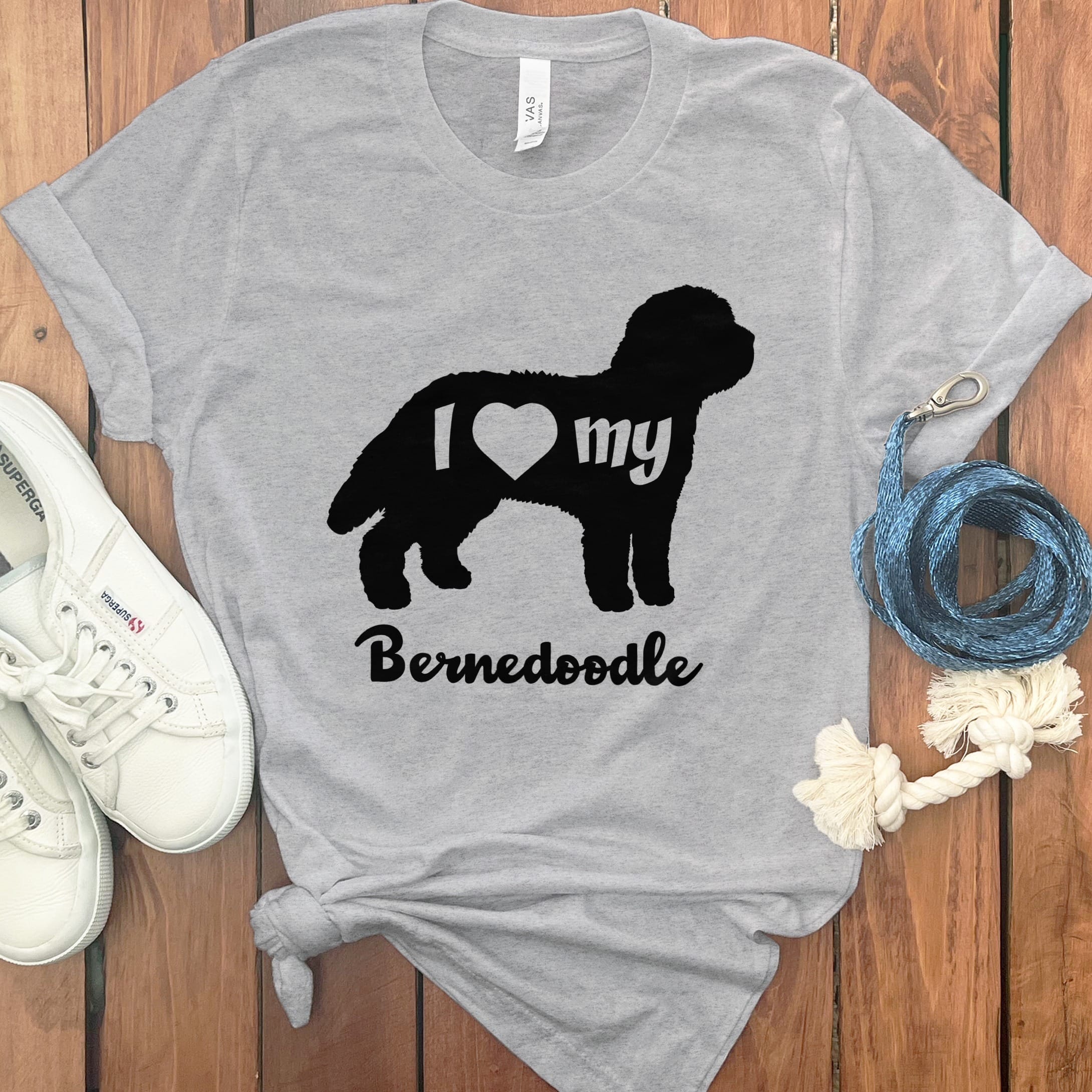 I Heart Bernedoodle T-Shirt in Athletic Heather / M by Puppy Jo