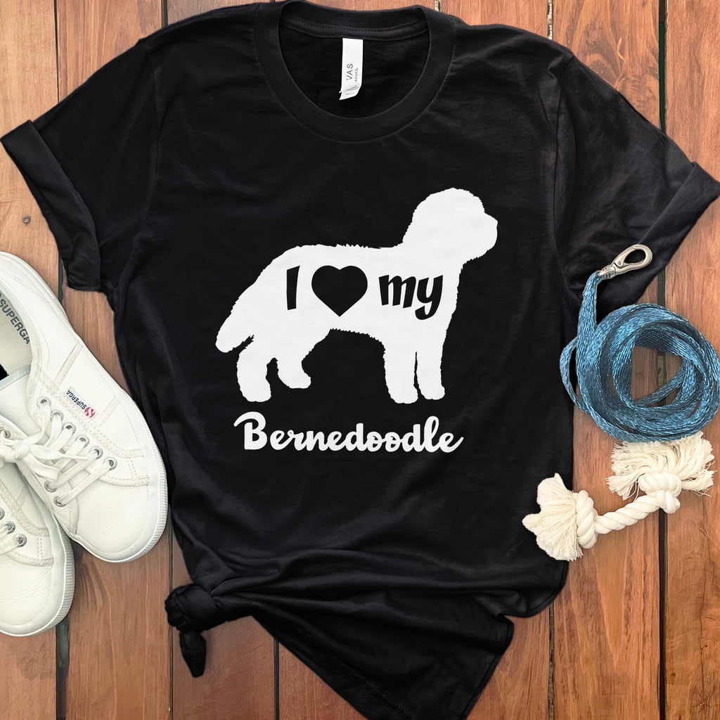 I Heart Bernedoodle T-Shirt in Black / M by Puppy Jo