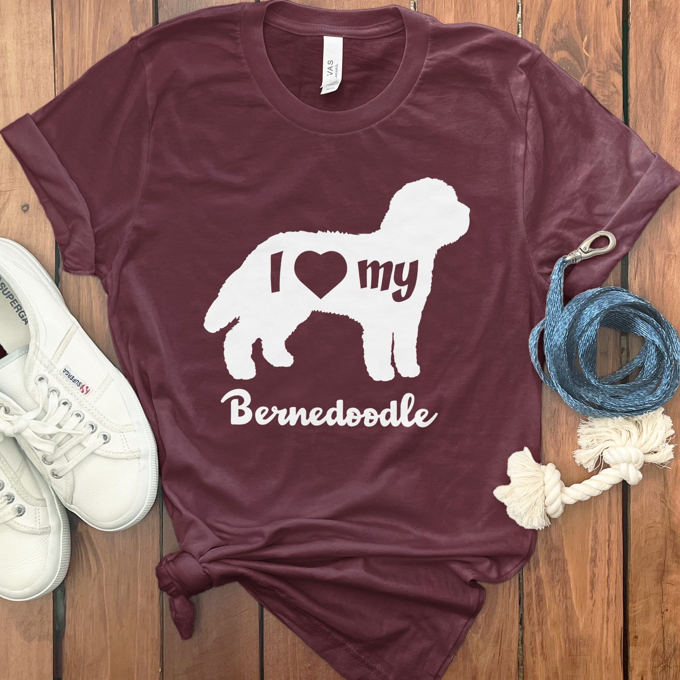 I Heart Bernedoodle T-Shirt in Maroon / M by Puppy Jo