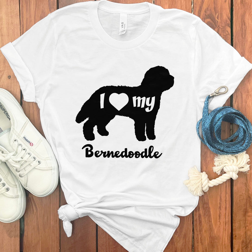 I Heart Bernedoodle T-Shirt in White / M by Puppy Jo