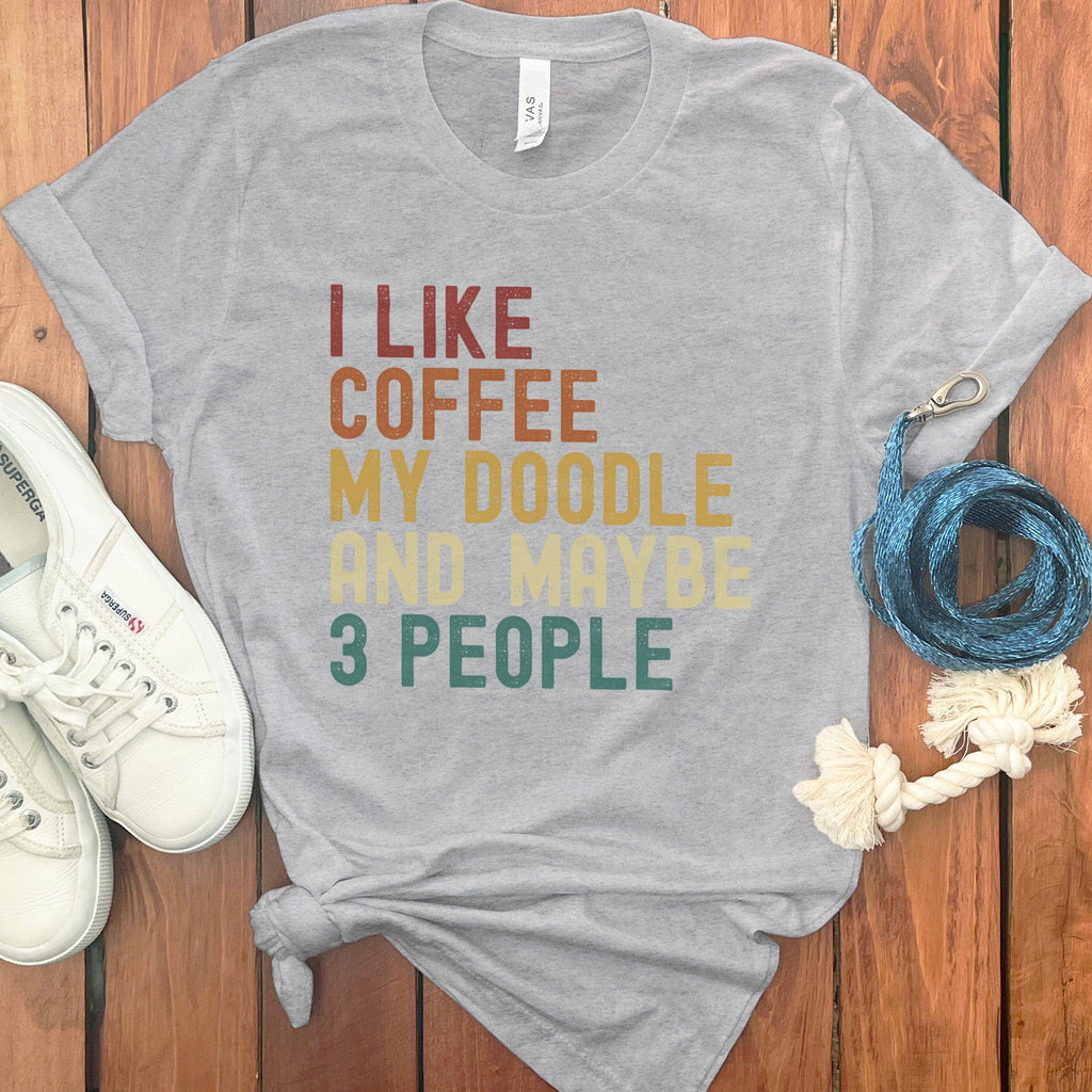 I Like Coffee Doodle T-Shirt in Athletic Heather / S by Puppy Jo