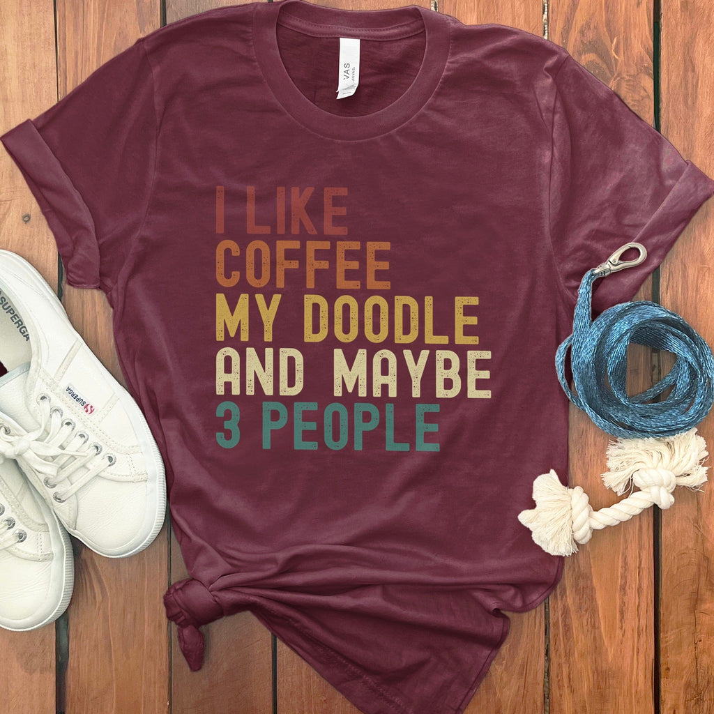 I Like Coffee Doodle T-Shirt in Maroon / S by Puppy Jo