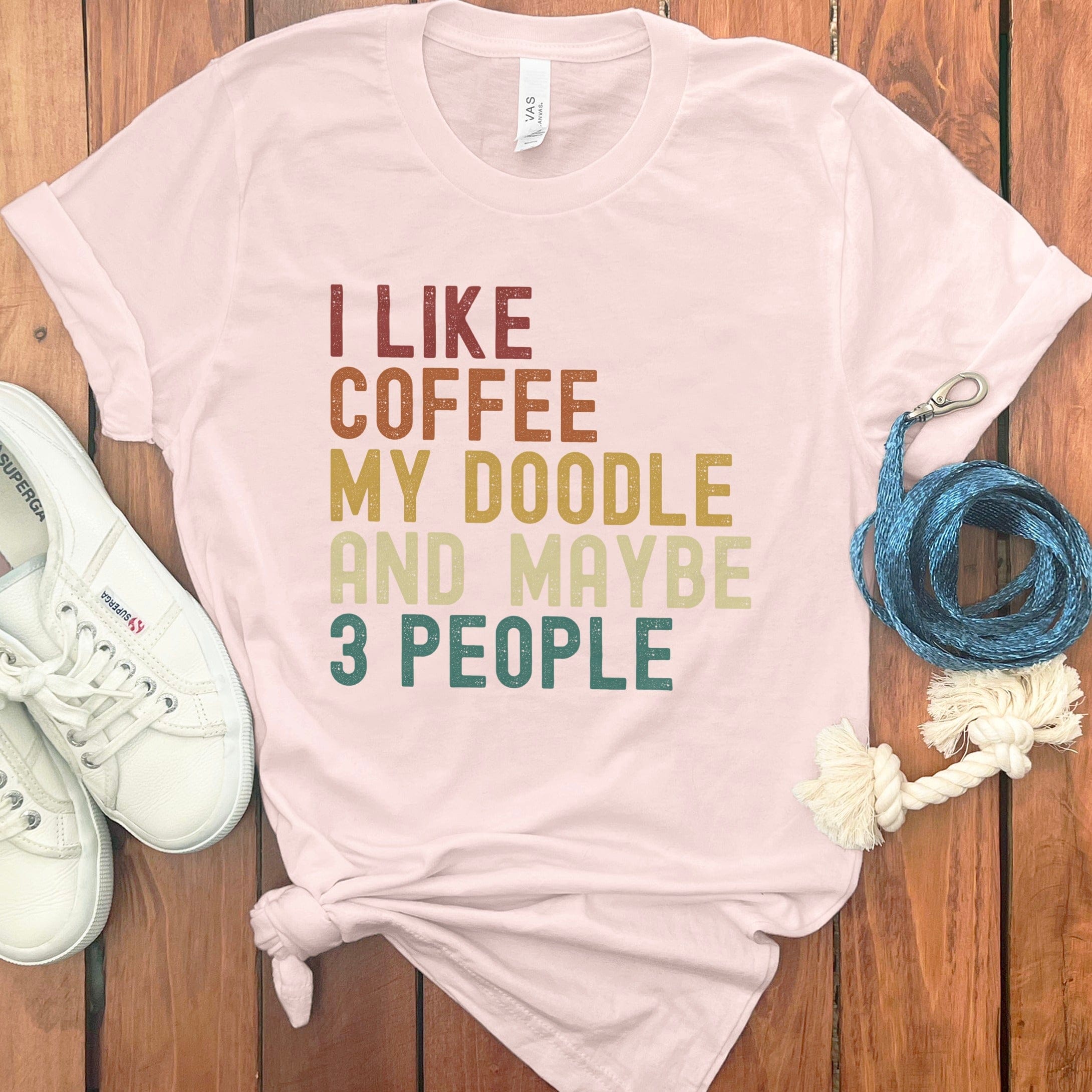 I Like Coffee Doodle T-Shirt in Soft Pink / S by Puppy Jo
