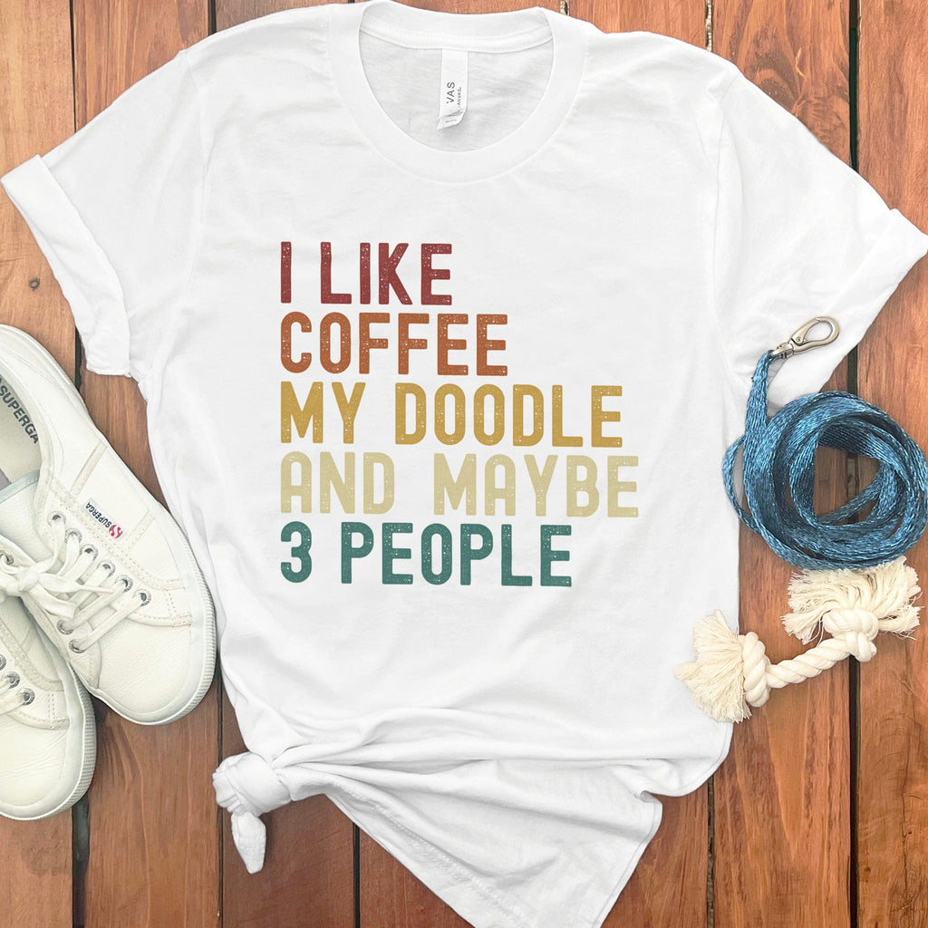 I Like Coffee Doodle T-Shirt in White / S by Puppy Jo