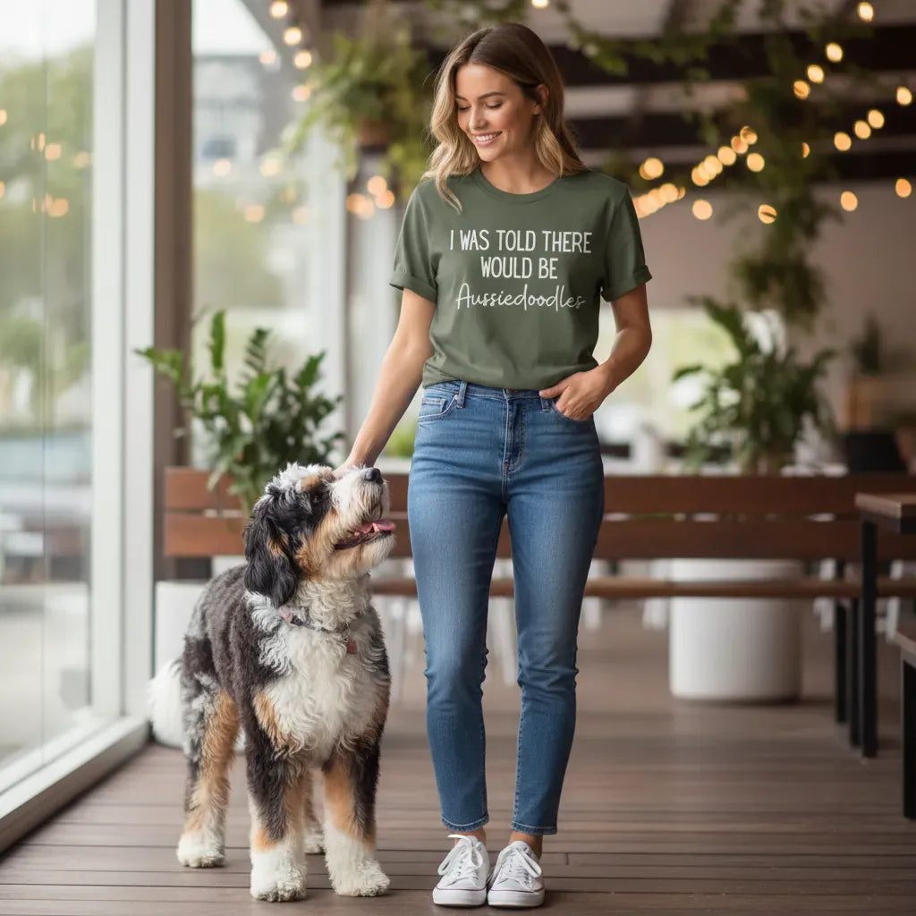 I Was Told Aussiedoodle T-Shirt in by Puppy Jo