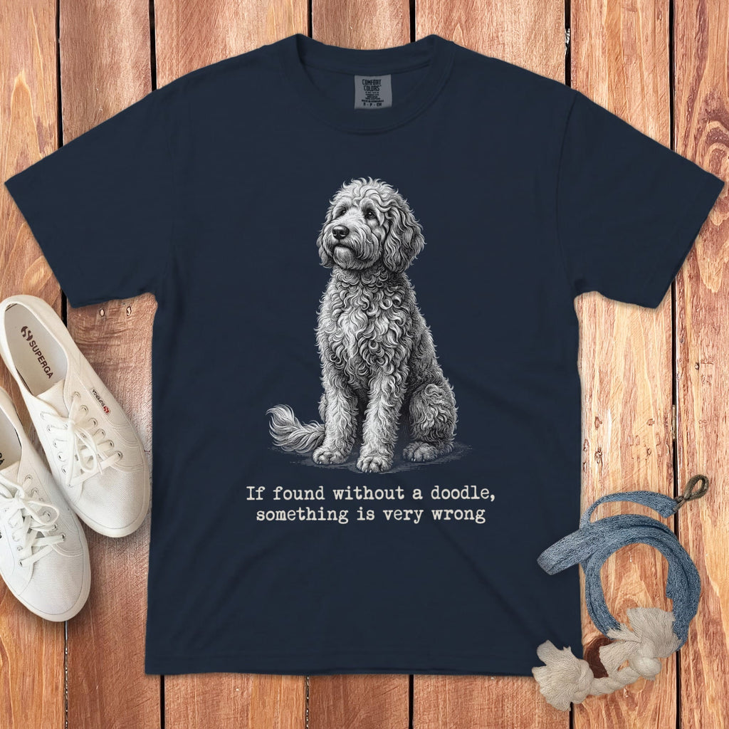 If Found Doodle Signature T-Shirt in 2XL / Navy by Puppy Jo
