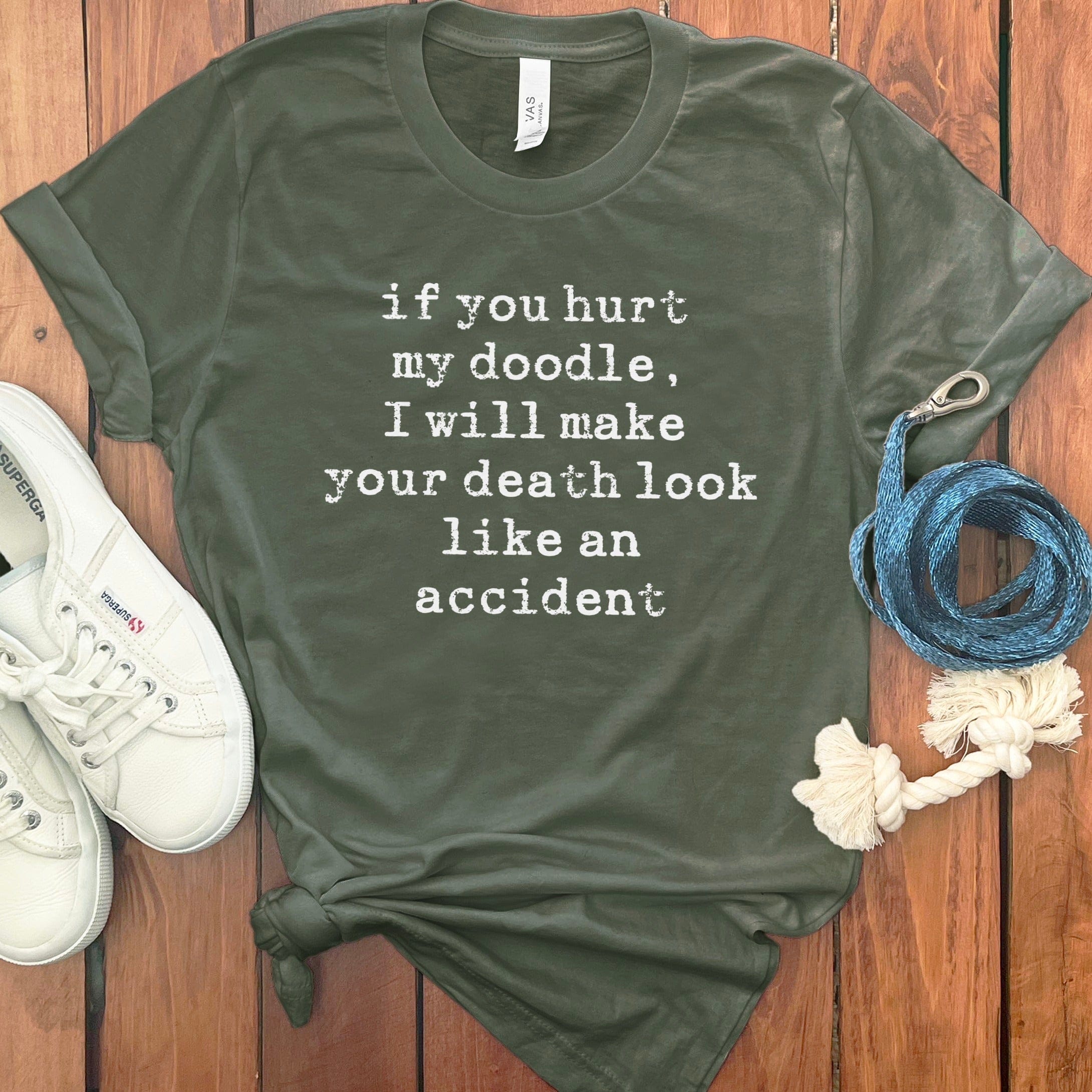 If You Hurt Doodle T-Shirt in Military Green / S by Puppy Jo