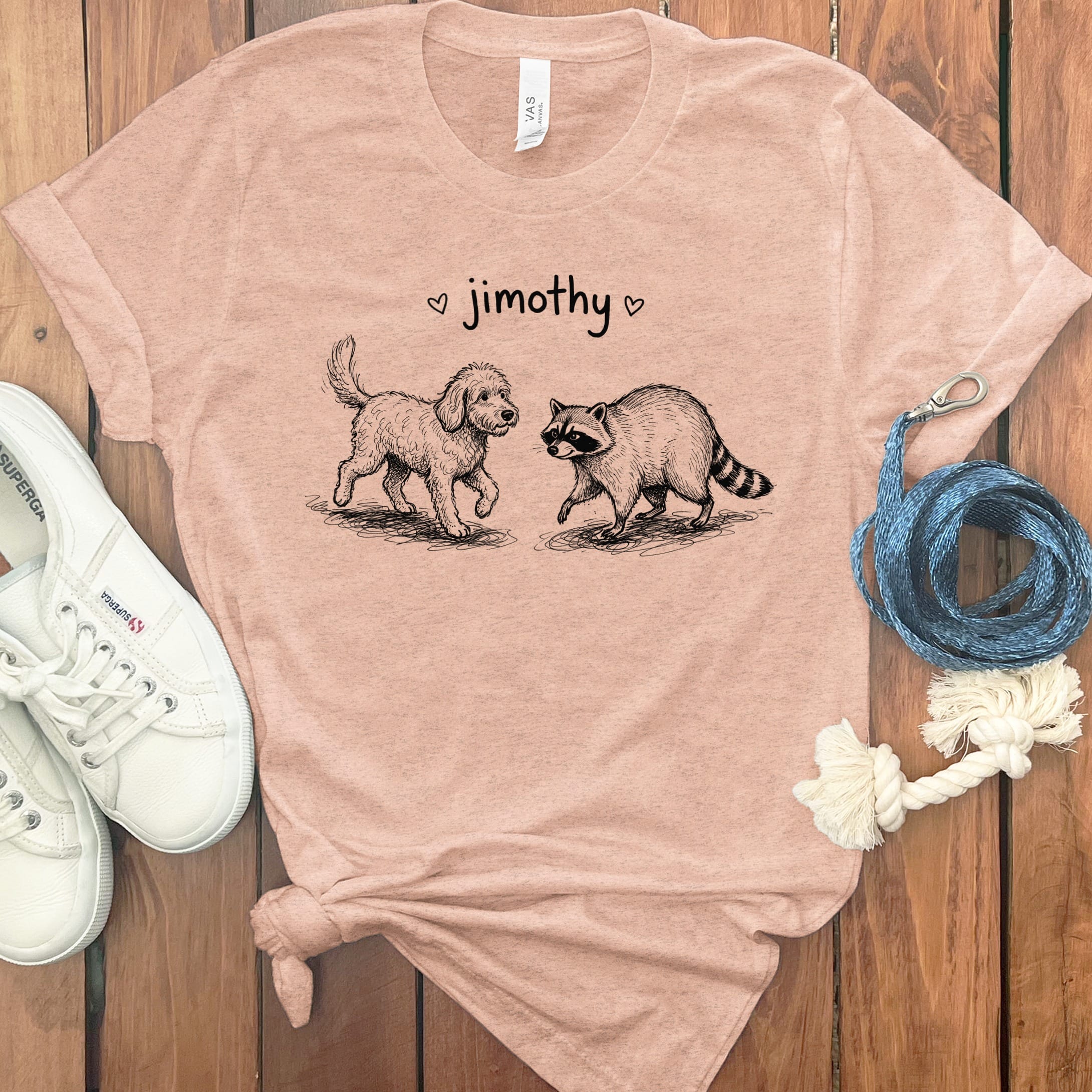Jimothy Meets Doodle T-Shirt in Heather Peach / S by Puppy Jo