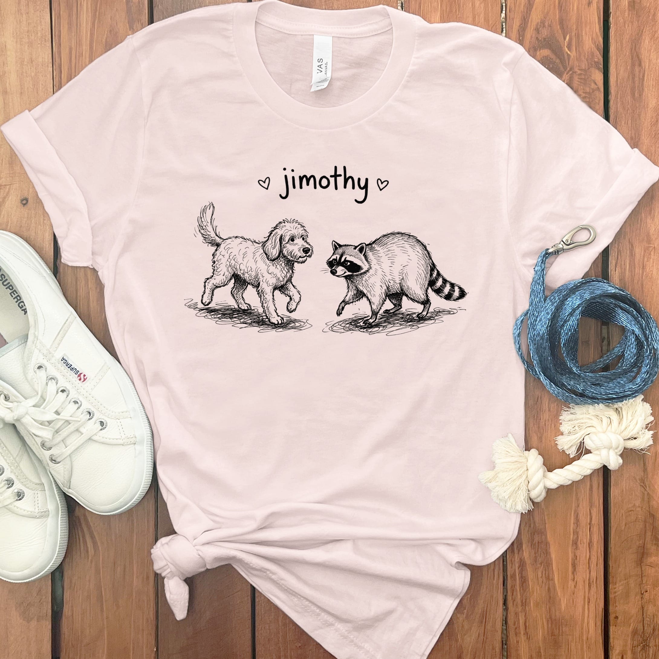 Jimothy Meets Doodle T-Shirt in Soft Pink / S by Puppy Jo