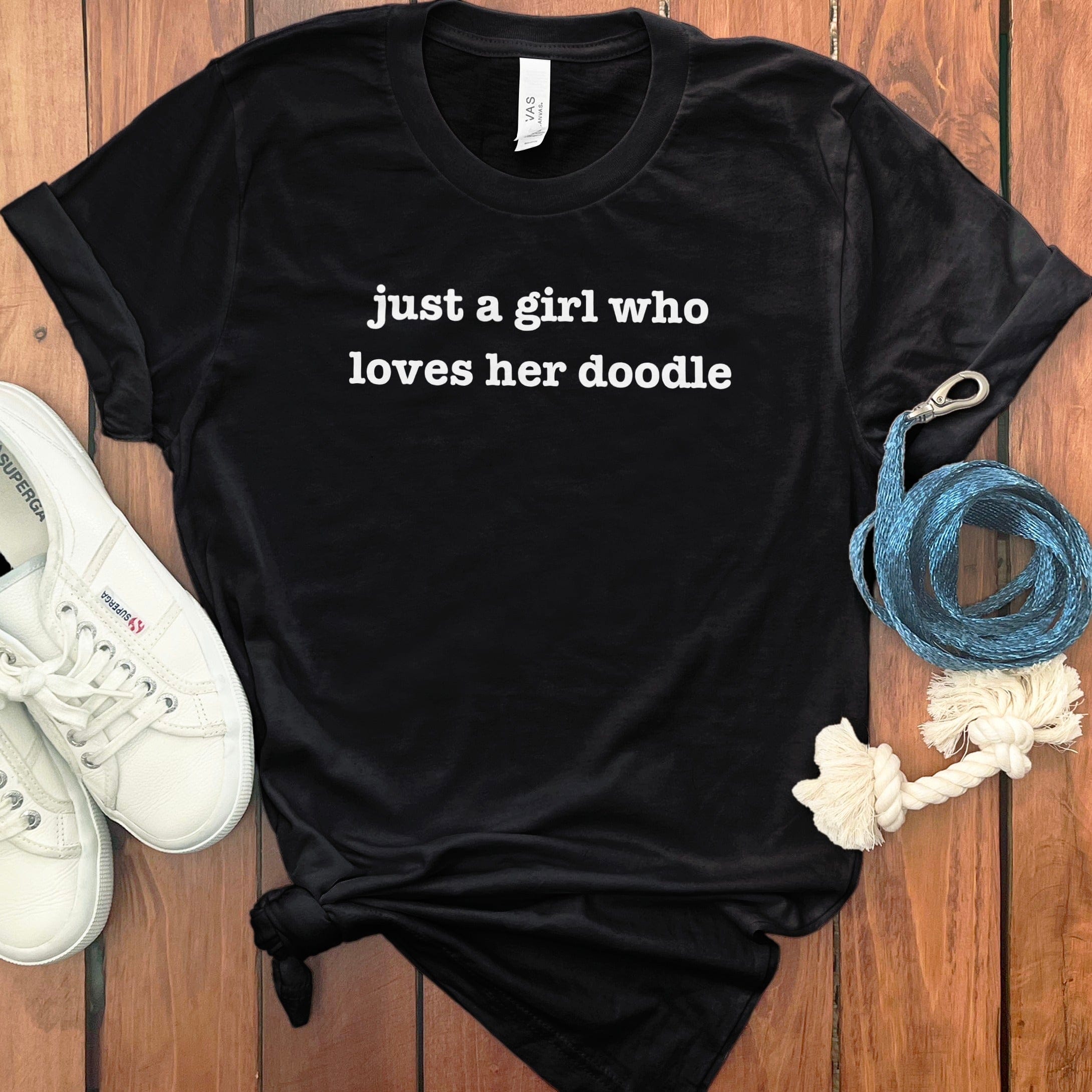 Just A Girl Doodle T-Shirt in Black / S by Puppy Jo