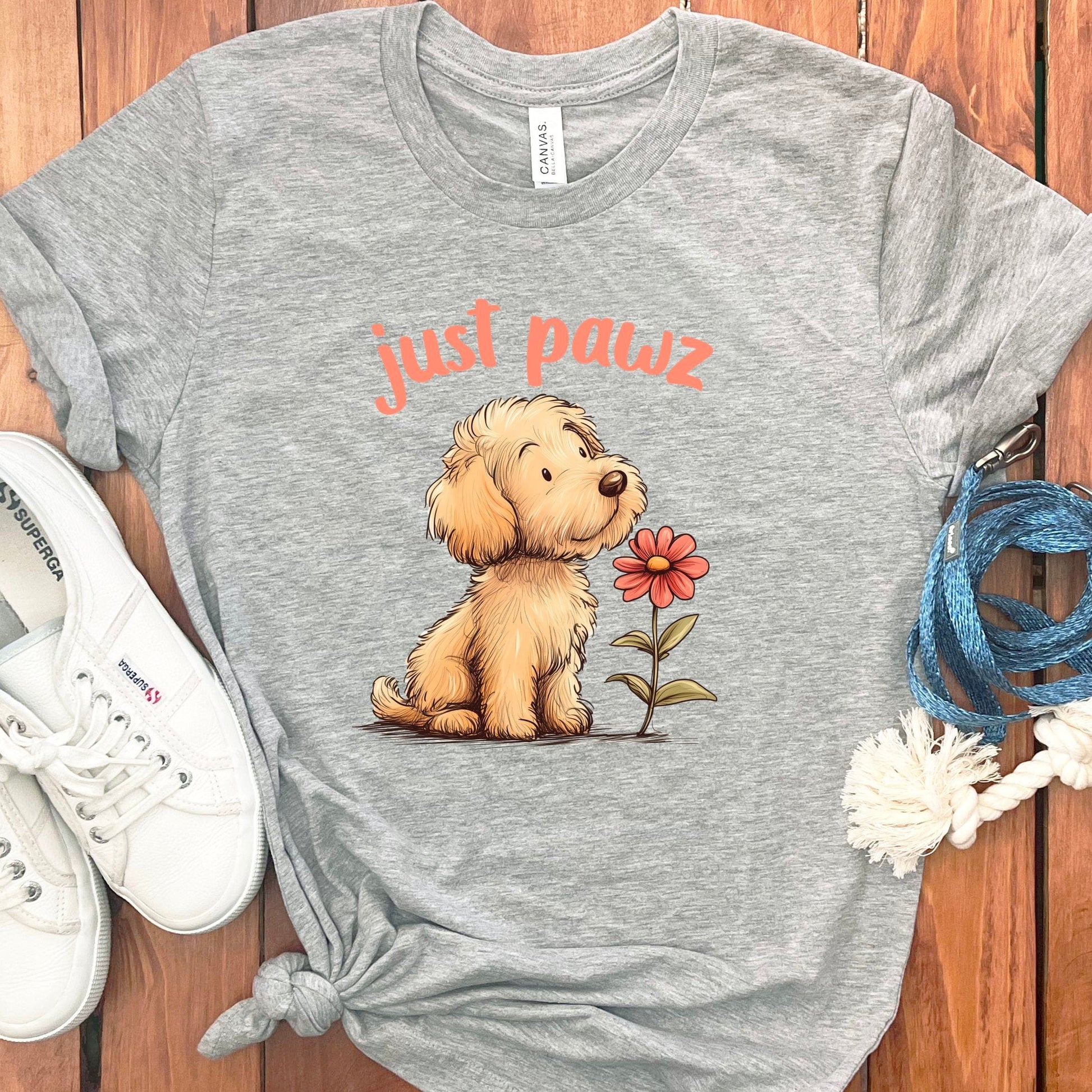 Cute Puppy with Flower Just Pawz T-Shirt product