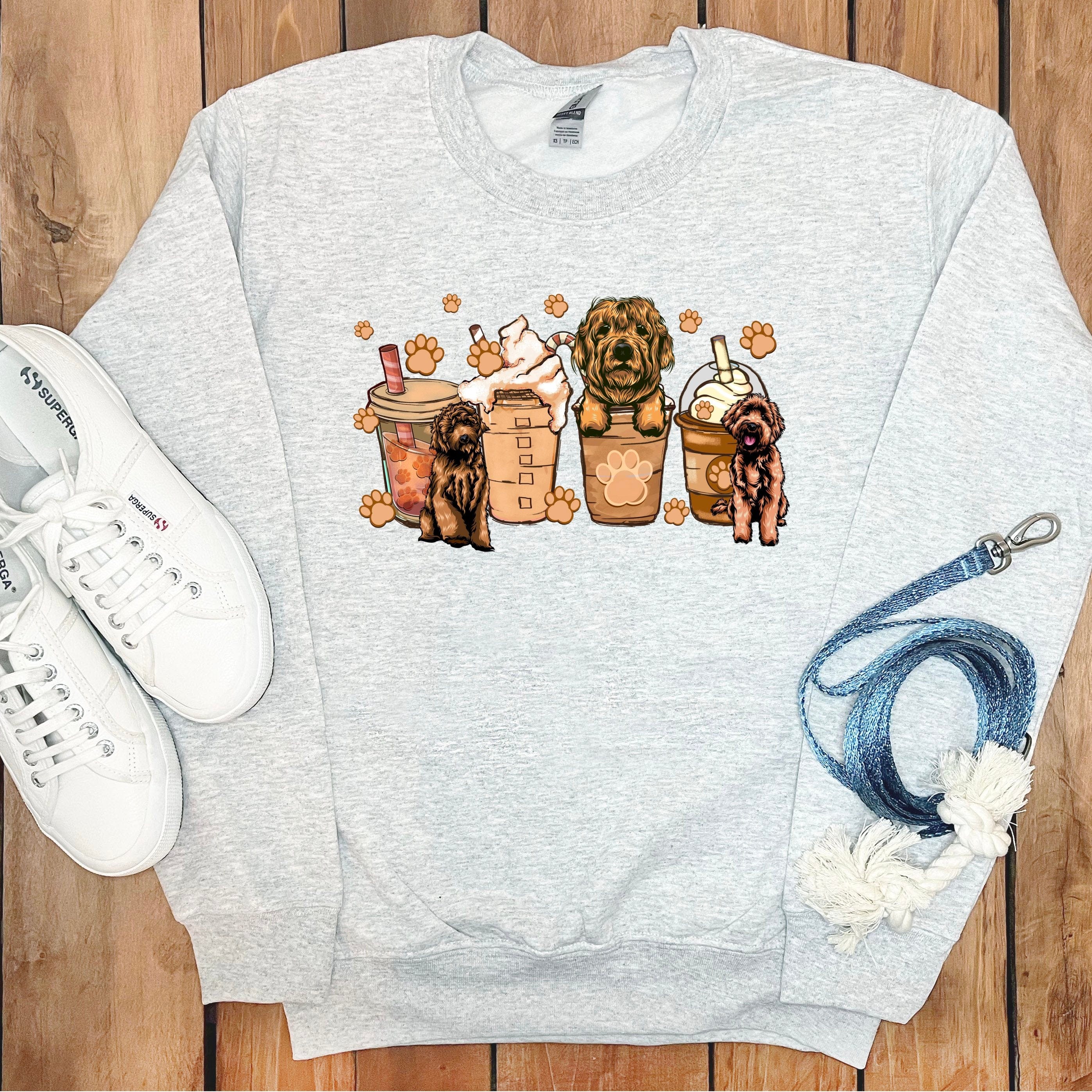Labradoodle and Coffee Sweatshirt in Ash / S by Puppy Jo