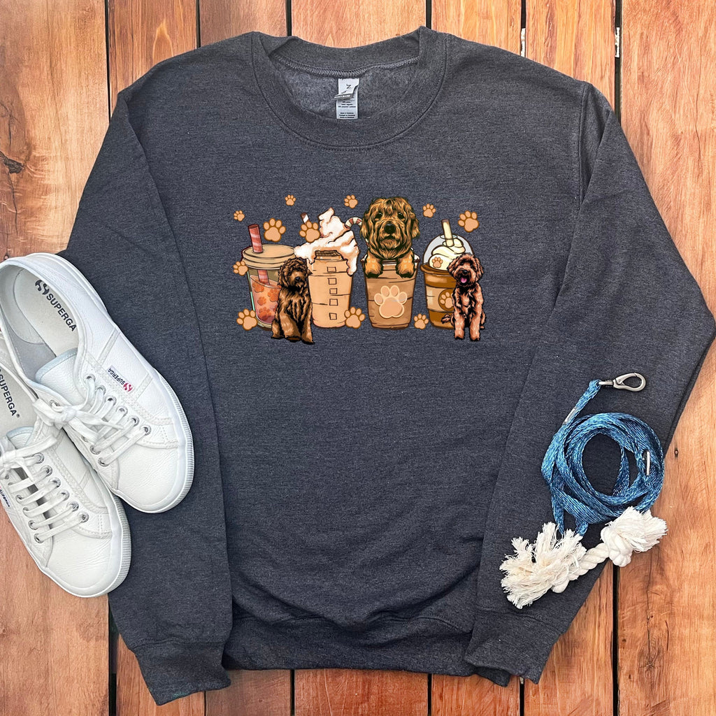 Labradoodle and Coffee Sweatshirt in Dark Heather / S by Puppy Jo