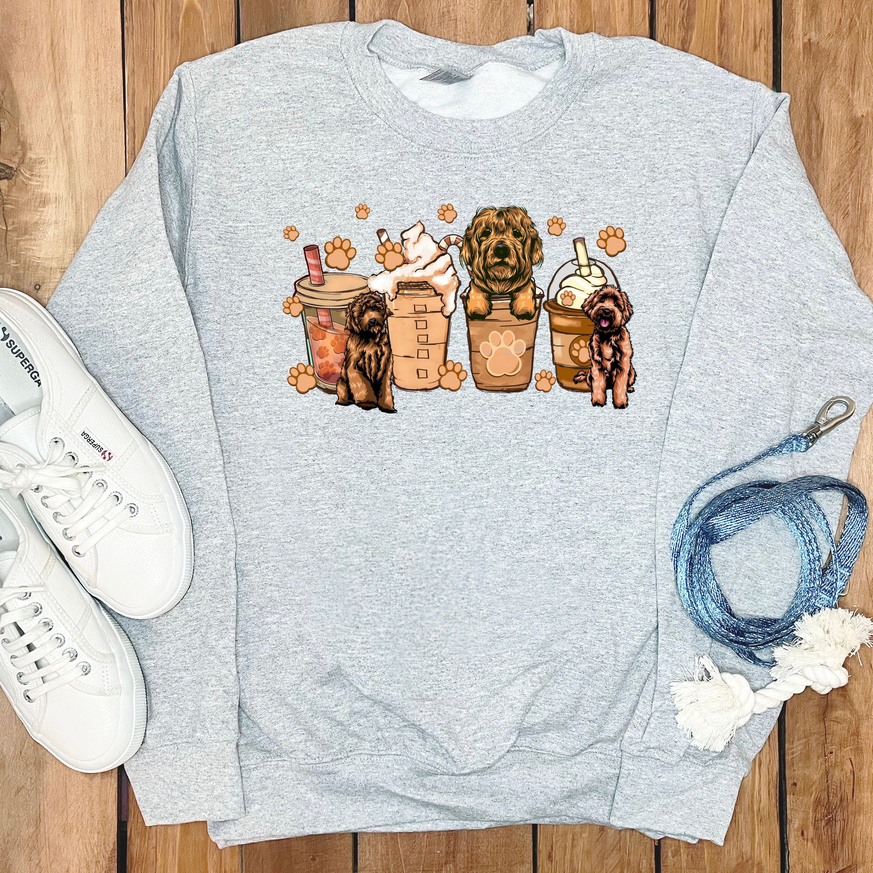 Labradoodle and Coffee Sweatshirt in Sport Grey / S by Puppy Jo