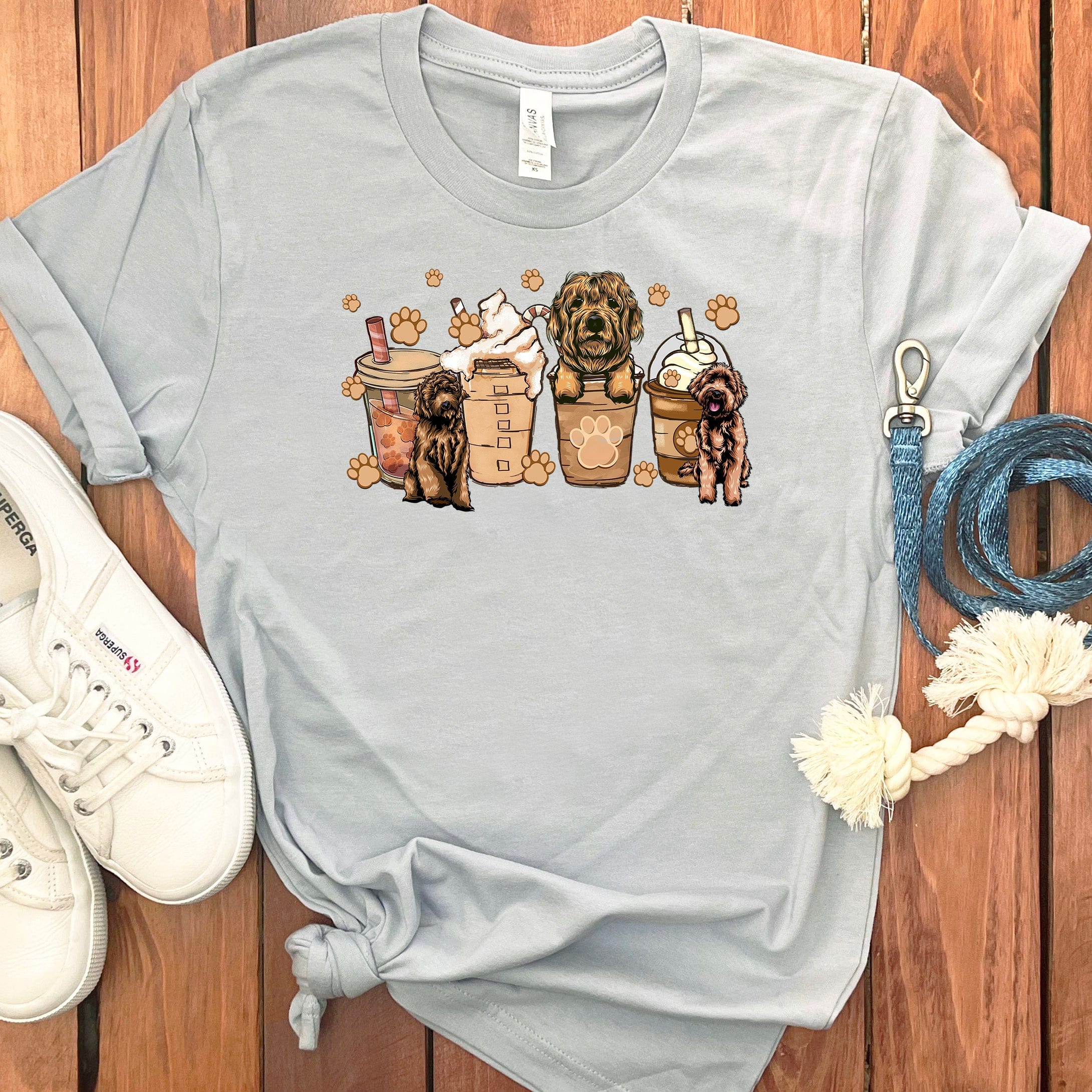 Labradoodle Coffee T-Shirt in Light Blue / S by Puppy Jo