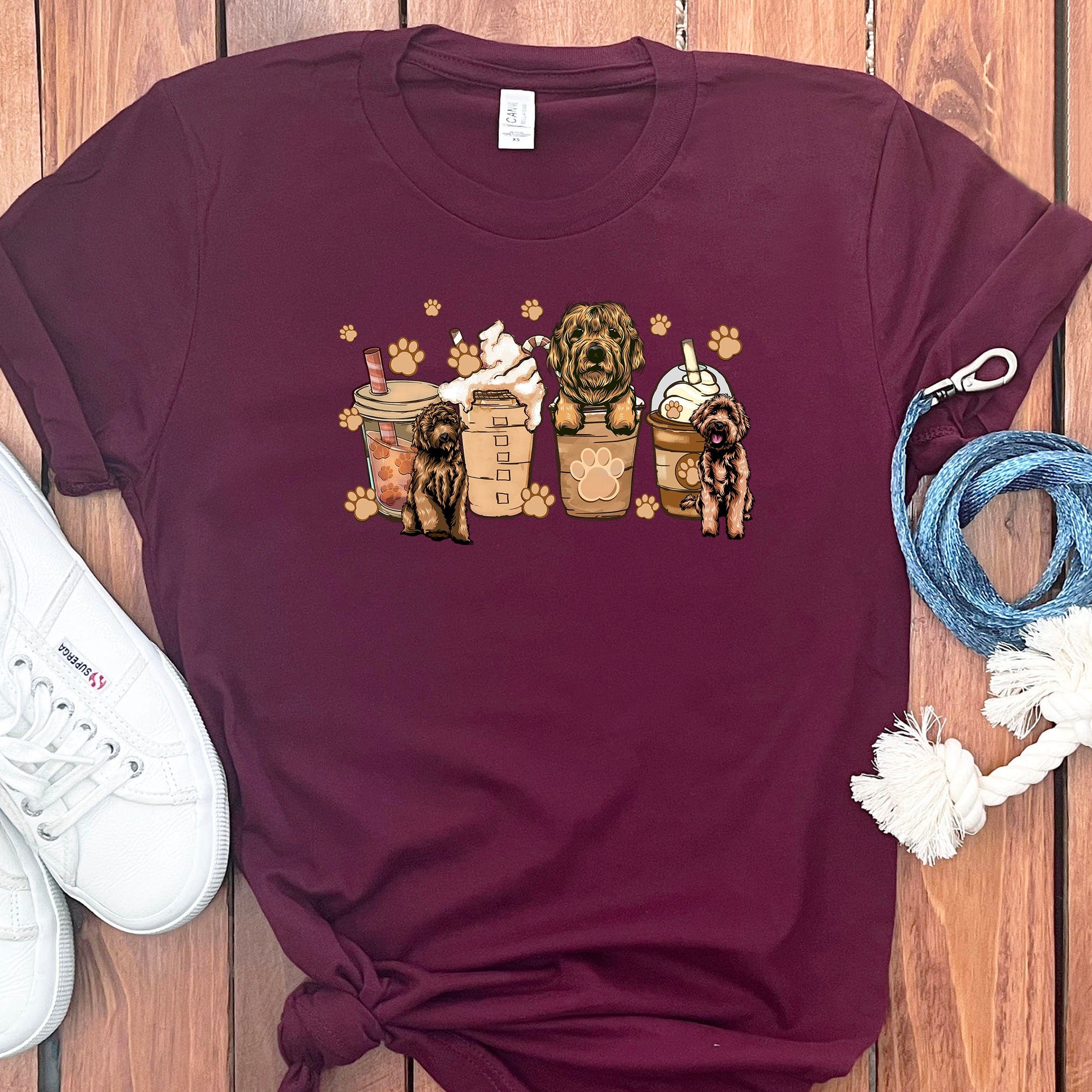 Labradoodle Coffee T-Shirt in Maroon / S by Puppy Jo