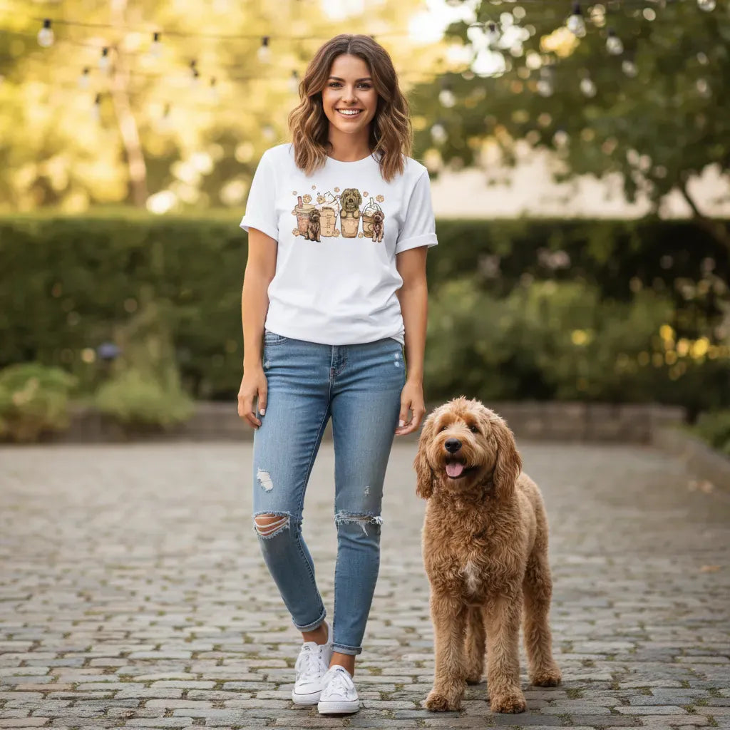 Labradoodle Coffee T-Shirt in by Puppy Jo