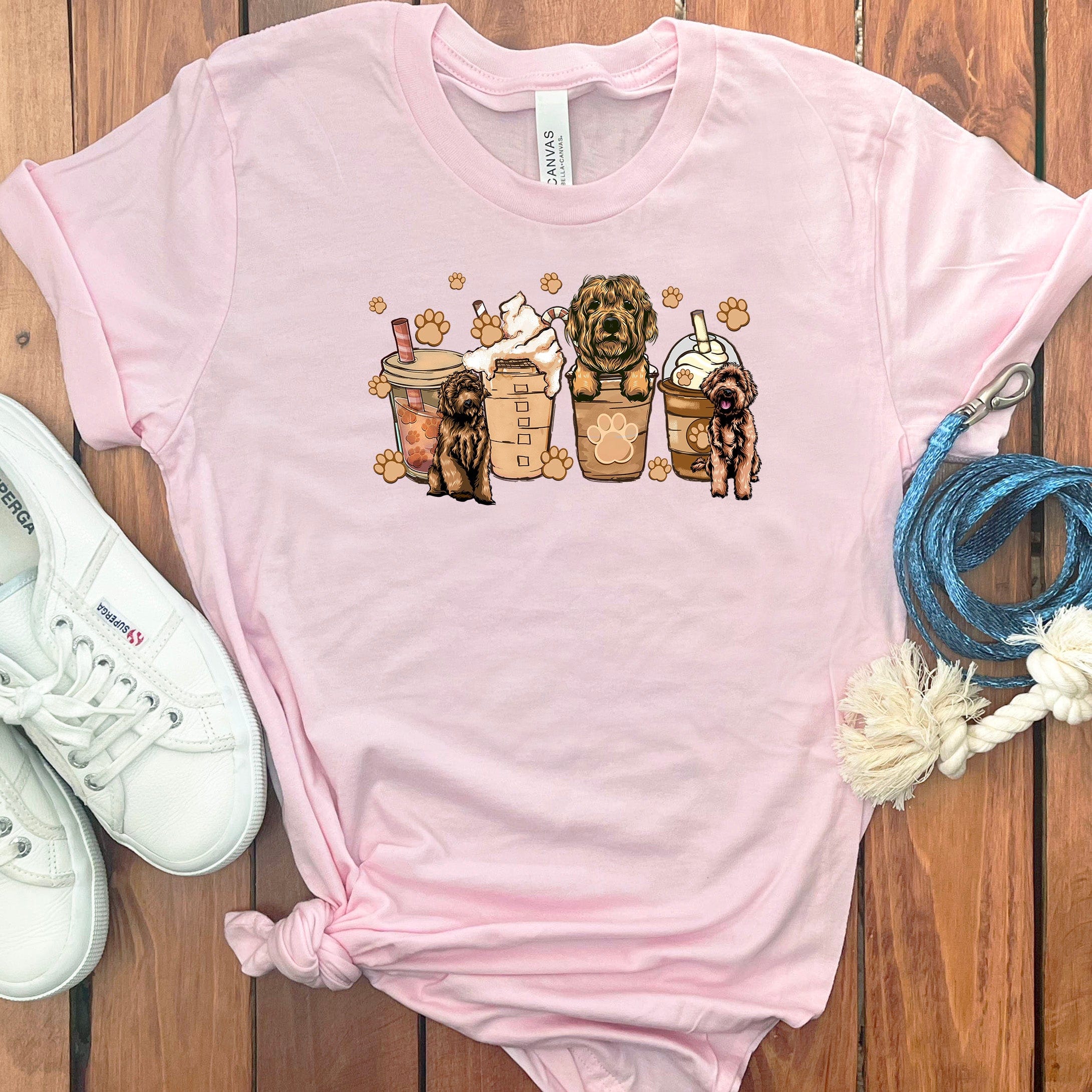 Labradoodle Coffee T-Shirt in Soft Pink / S by Puppy Jo