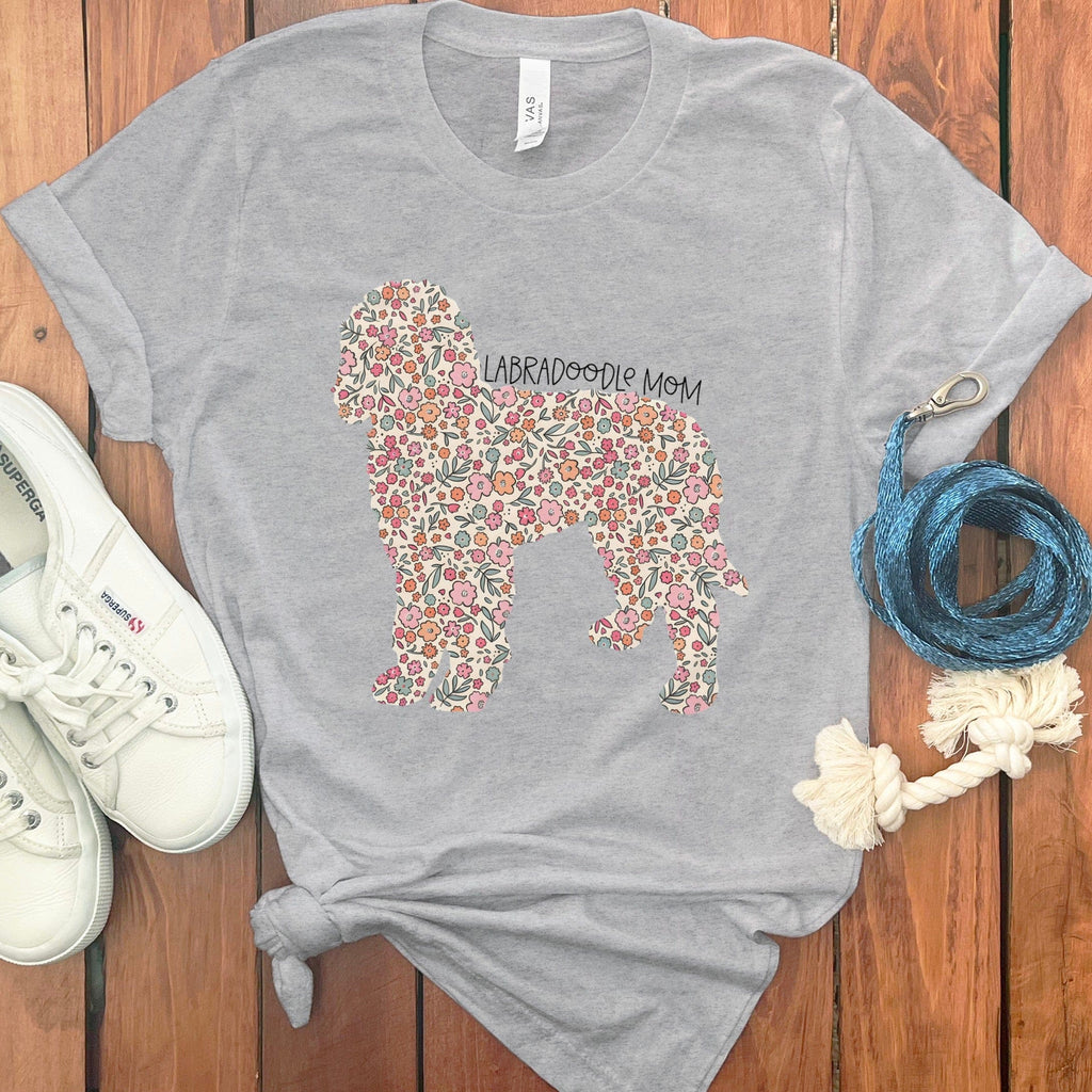 Labradoodle Floral T-Shirt in Athletic Heather / S by Puppy Jo