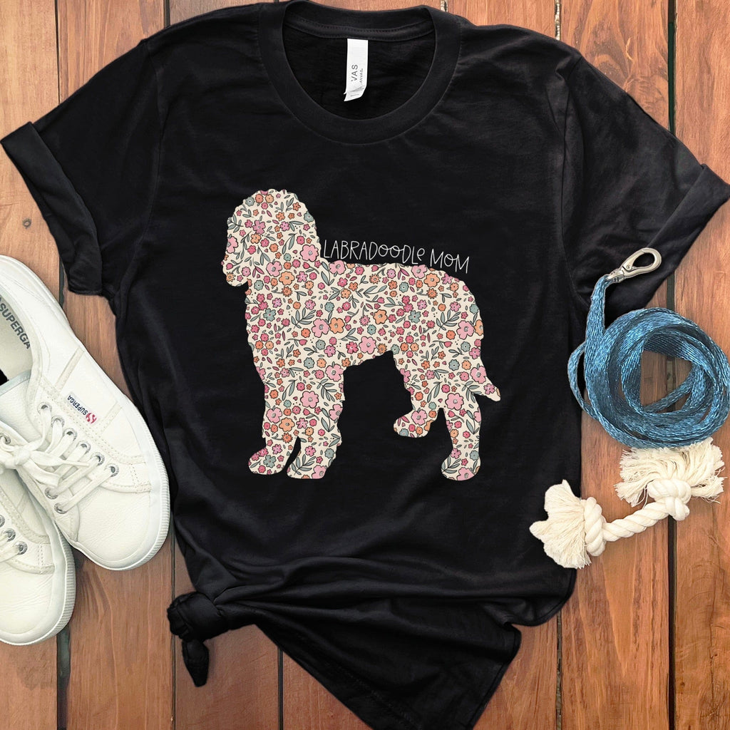 Labradoodle Floral T-Shirt in Black / S by Puppy Jo
