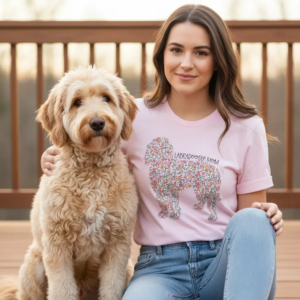 Labradoodle Floral T-Shirt in by Puppy Jo