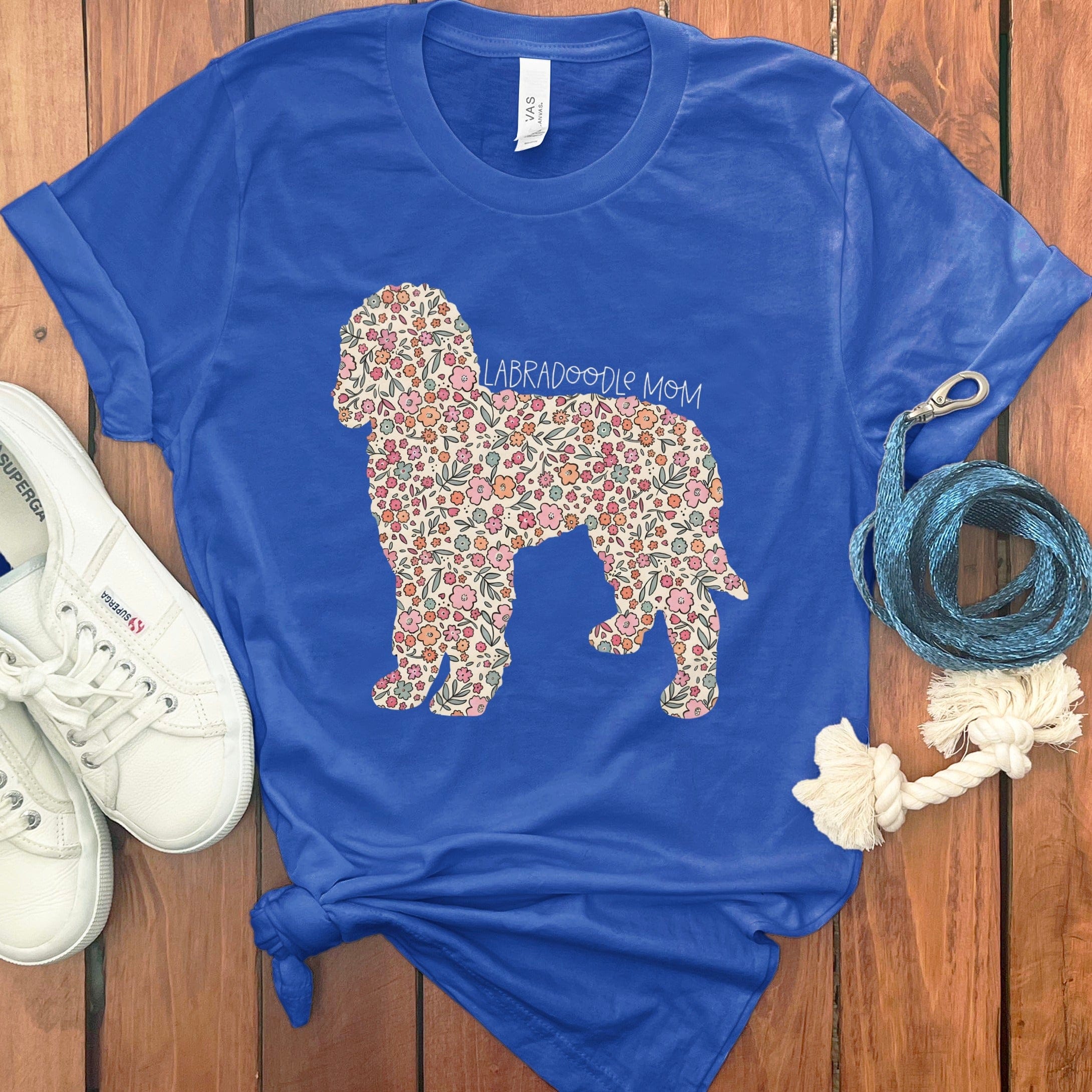 Labradoodle Floral T-Shirt in True Royal / S by Puppy Jo