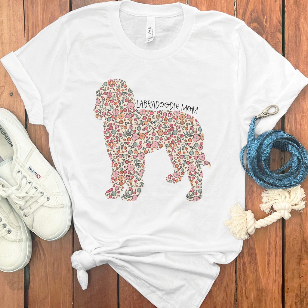 Labradoodle Floral T-Shirt in White / S by Puppy Jo