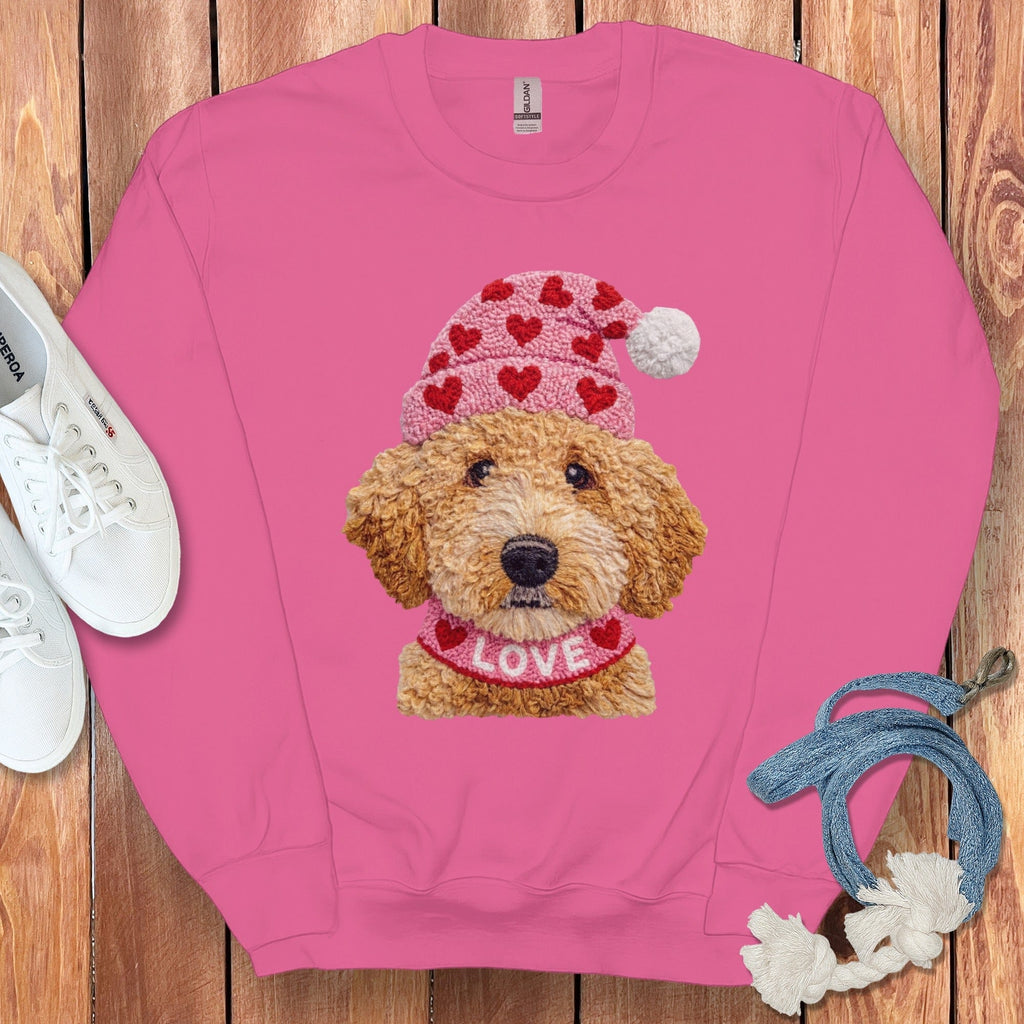 Labradoodle Goldendoodle Love Sweatshirt in Heliconia / S by Puppy Jo