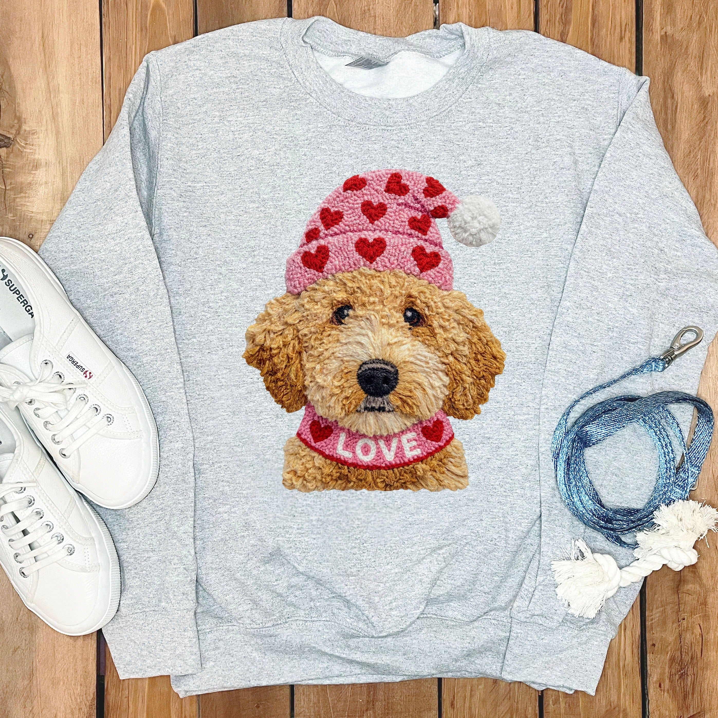 Labradoodle Goldendoodle Love Sweatshirt in Sport Grey / S by Puppy Jo
