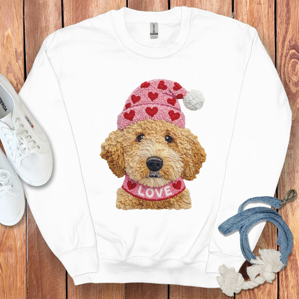 Labradoodle Goldendoodle Love Sweatshirt in White / S by Puppy Jo