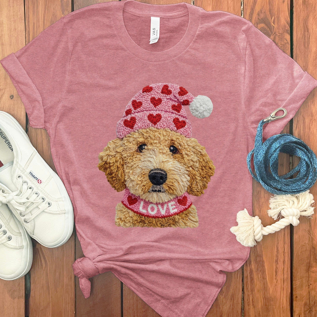 Labradoodle Goldendoodle Love T-Shirt in Heather Mauve / S by Puppy Jo