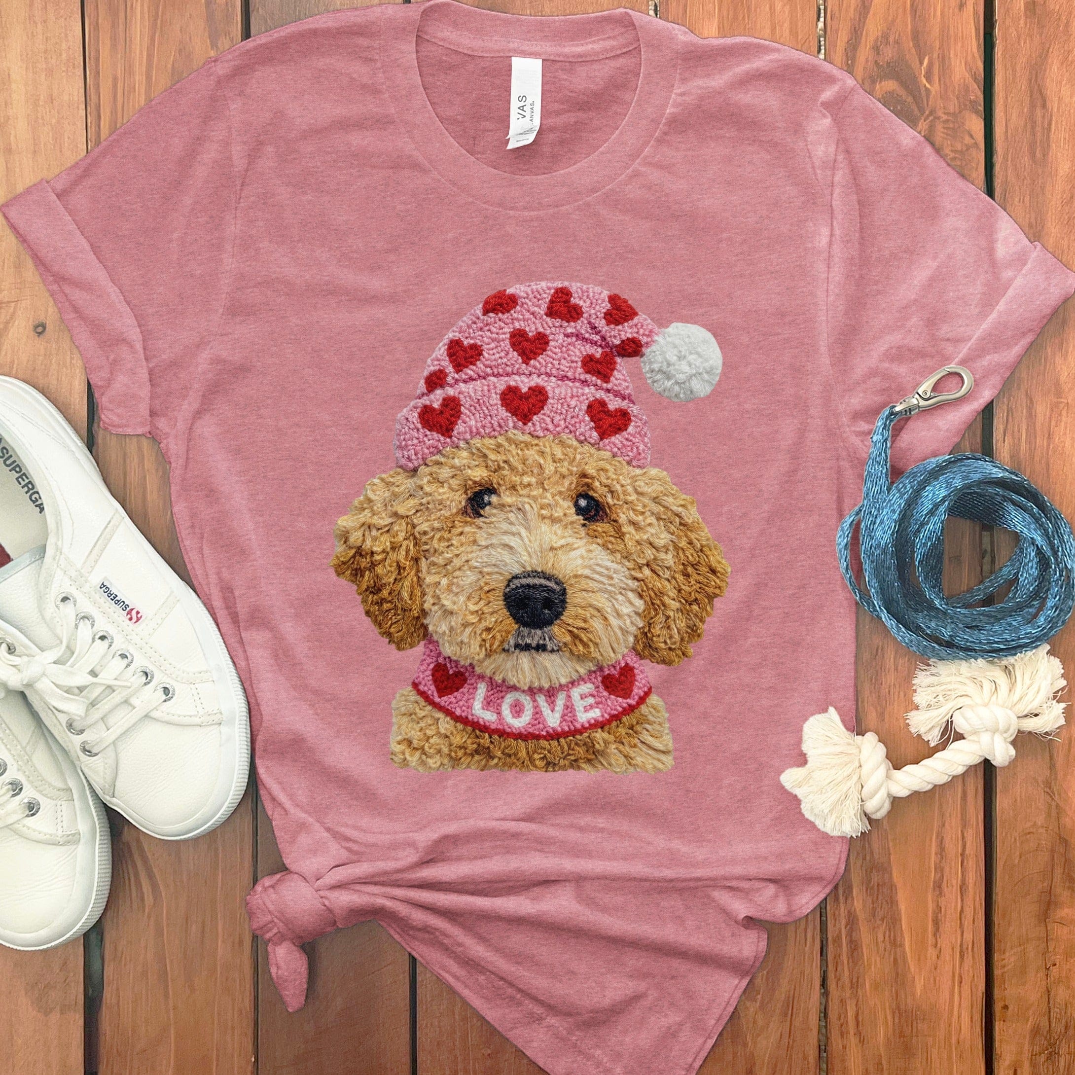 Labradoodle Goldendoodle Love T-Shirt in Heather Mauve / S by Puppy Jo