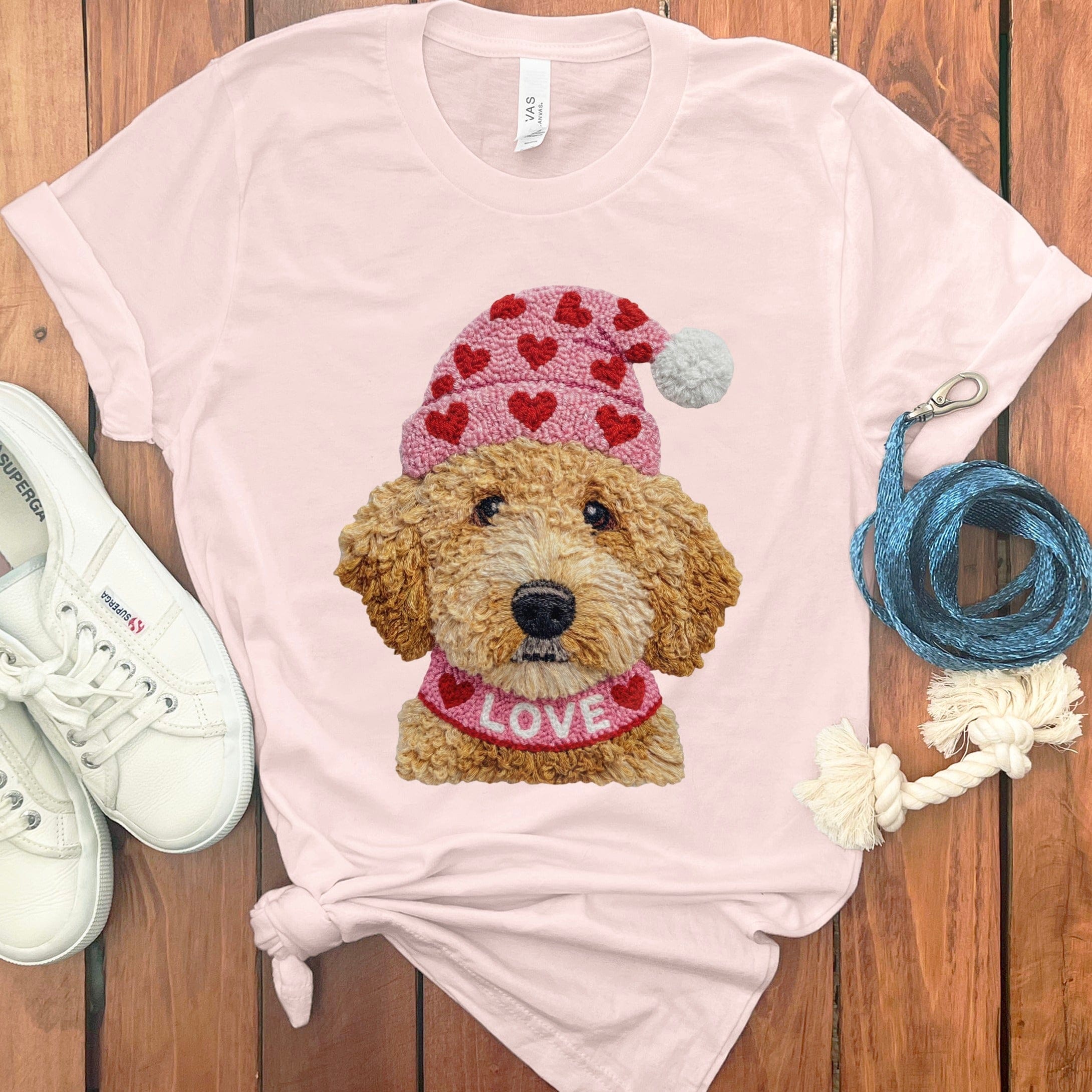 Labradoodle Goldendoodle Love T-Shirt in Soft Pink / S by Puppy Jo
