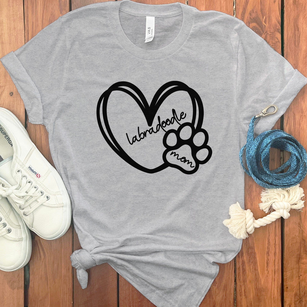 Labradoodle Mom Heart T-Shirt in Athletic Heather / S by Puppy Jo