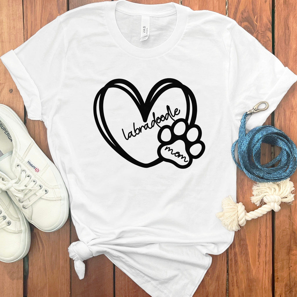 Labradoodle Mom Heart T-Shirt in White / S by Puppy Jo