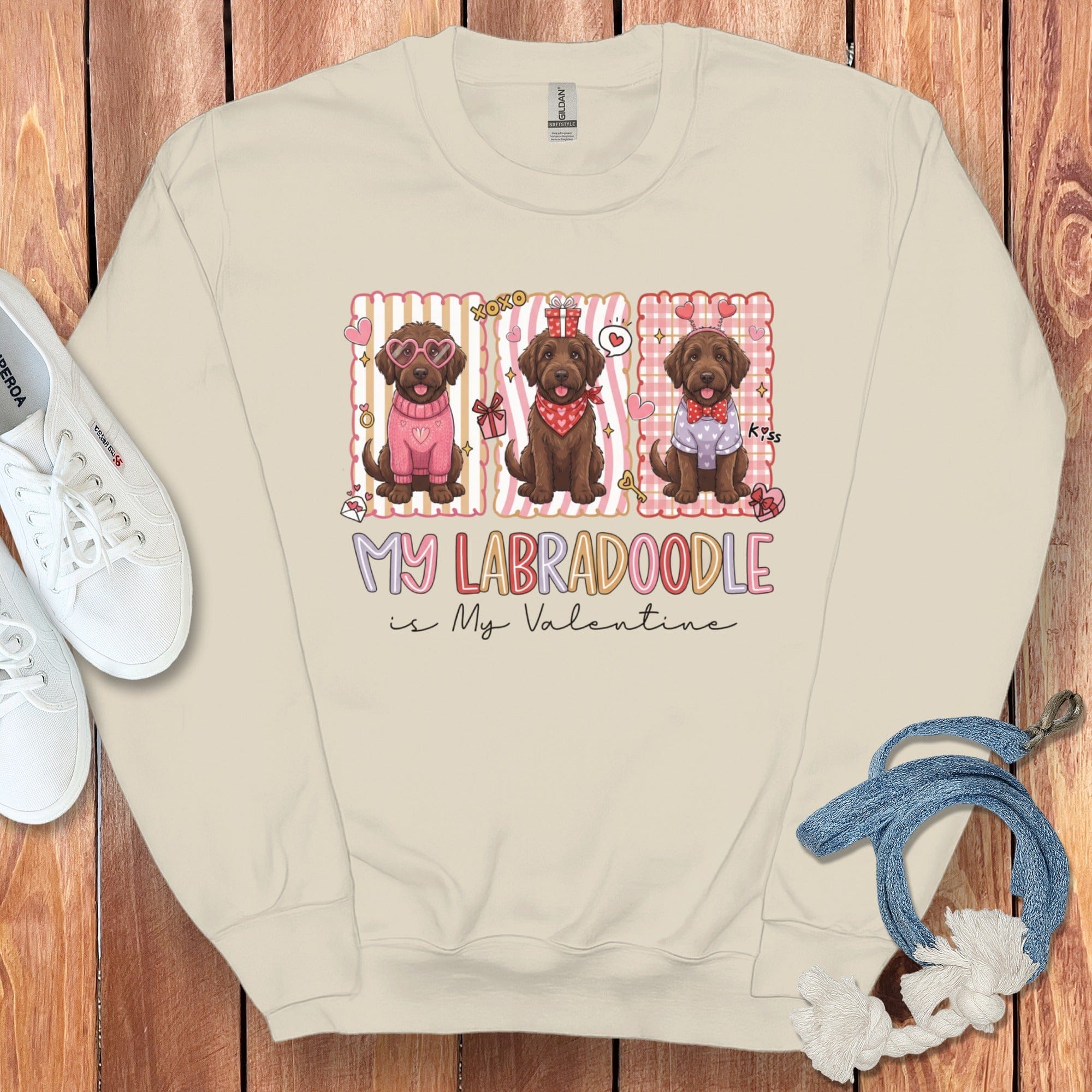 Labradoodle My Valentine Sweatshirt in Sand / S by Puppy Jo