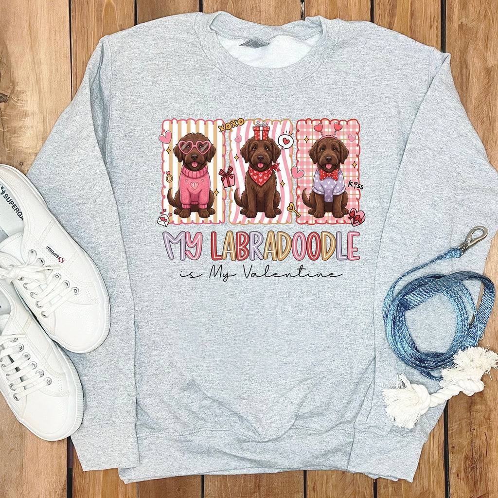 Labradoodle My Valentine Sweatshirt in Sport Grey / S by Puppy Jo