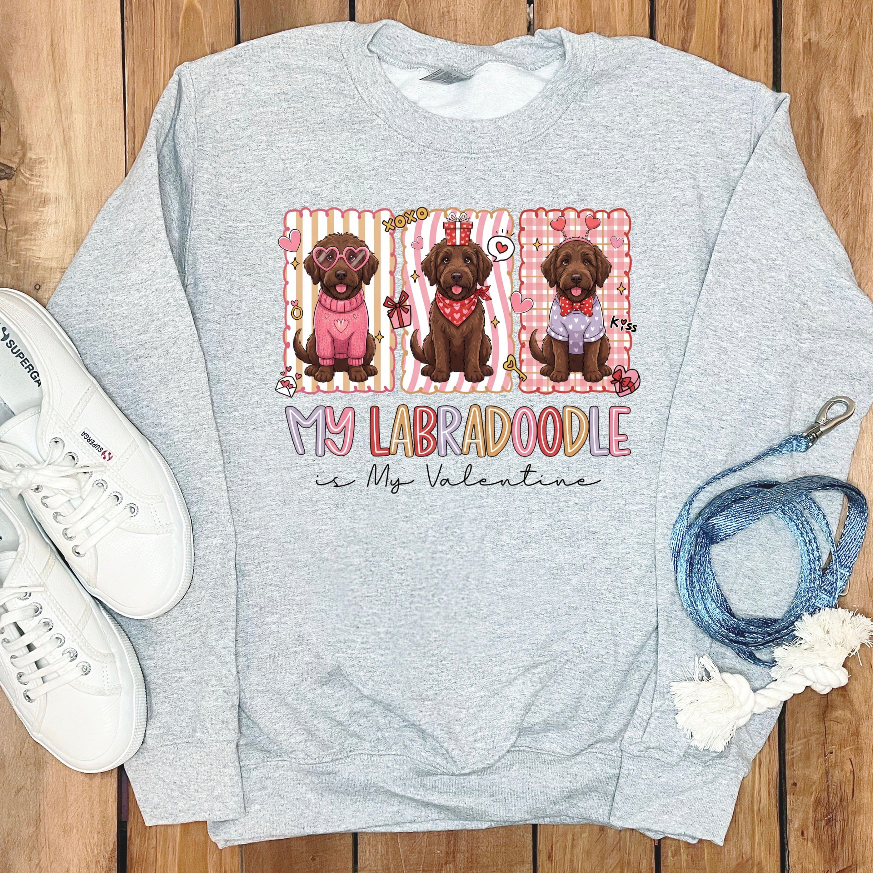 Labradoodle My Valentine Sweatshirt in Sport Grey / S by Puppy Jo